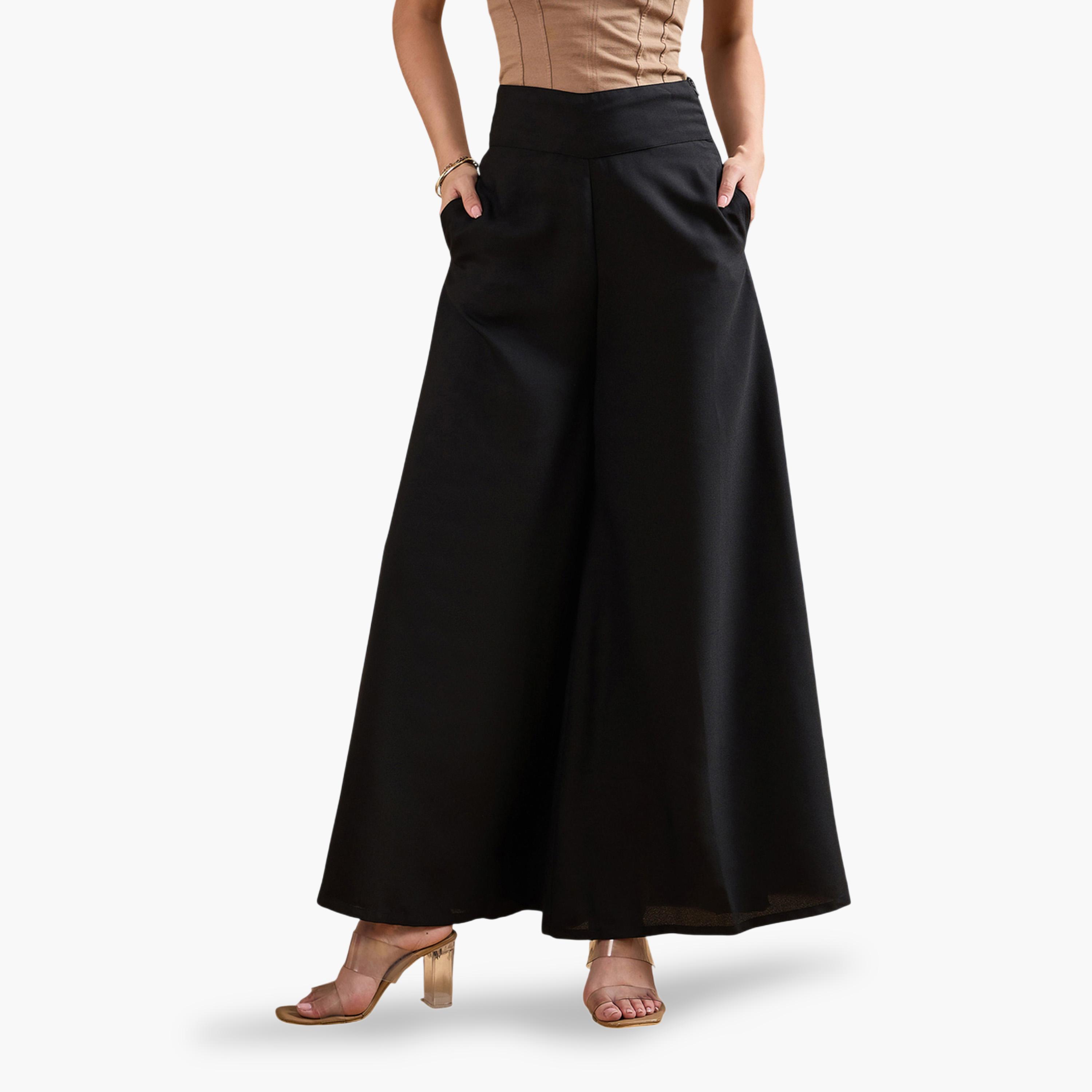 Sassafras X Styli Black Wide-Leg Trousers-women-clothing-joggers-image-1