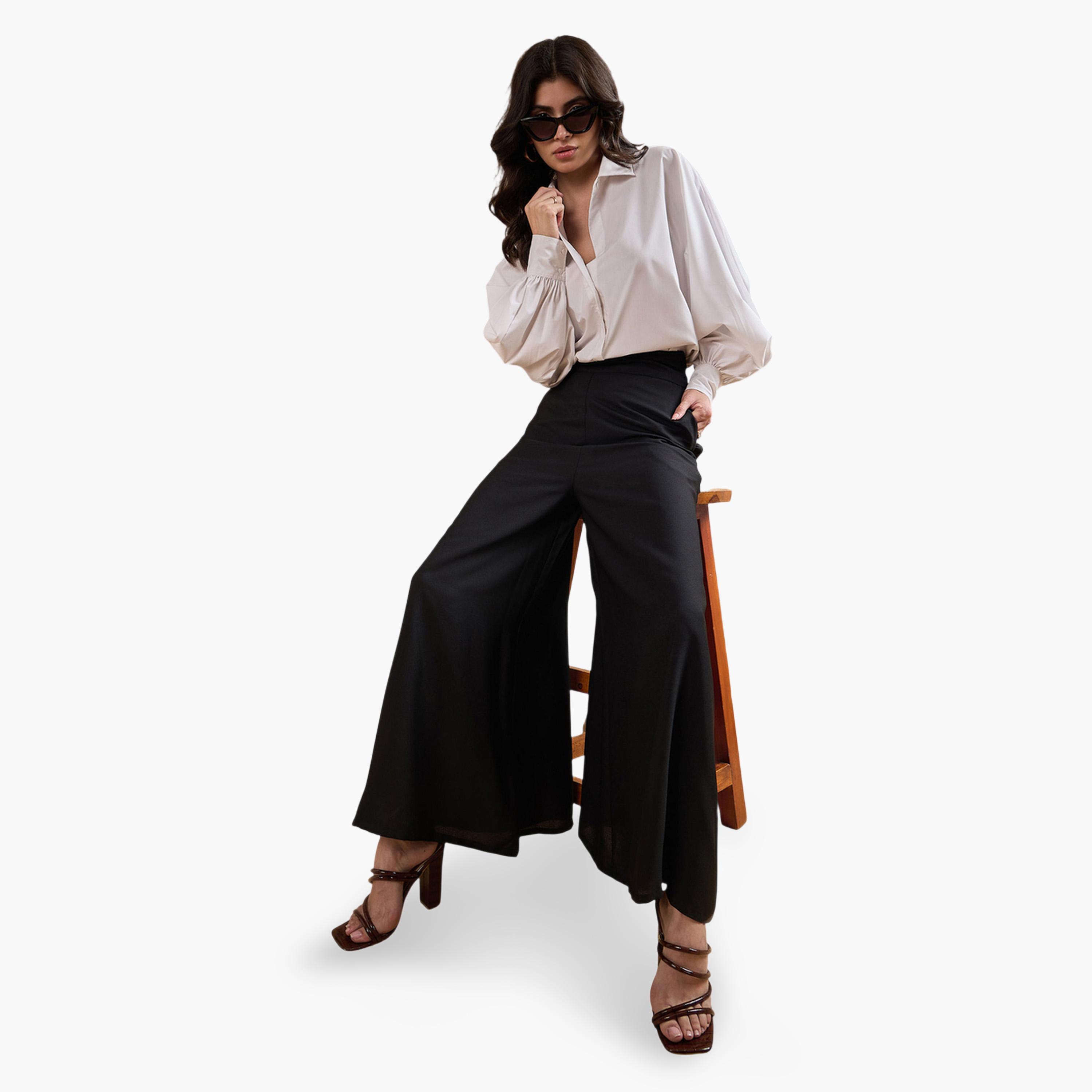 Sassafras X Styli Black Wide-Leg Trousers-women-clothing-joggers-image-2