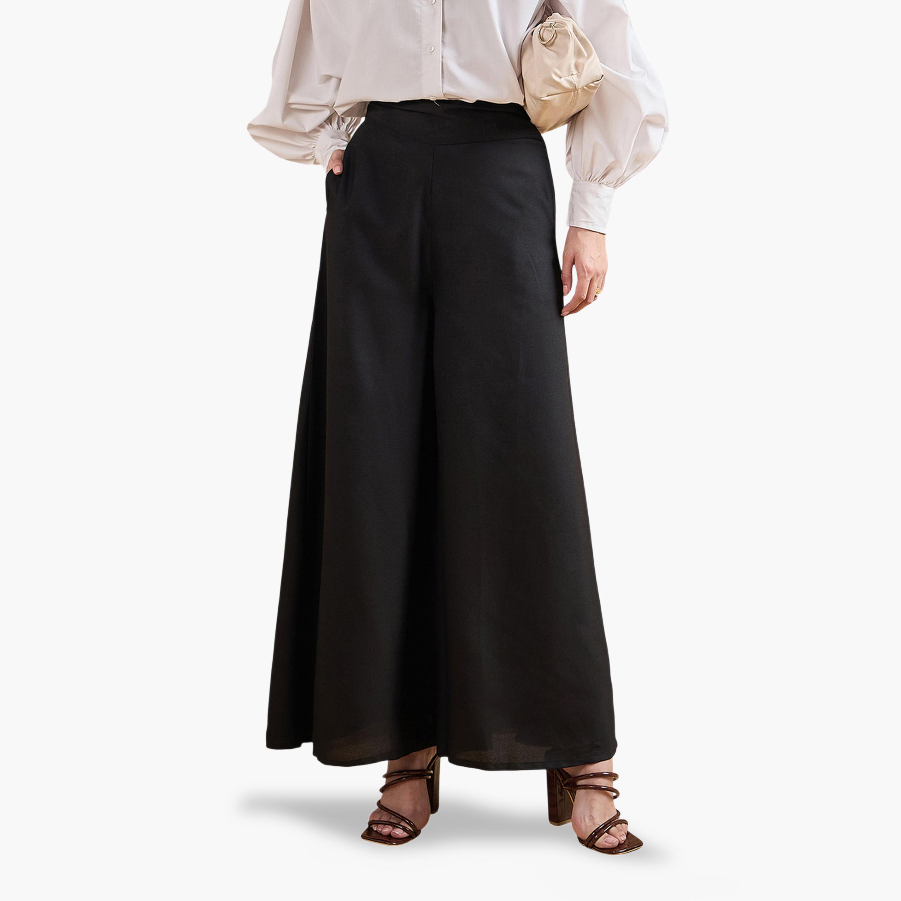 ساسافراس × ستايلي - بنطال أسود واسع الساقين-women-clothing-joggers-image-3
