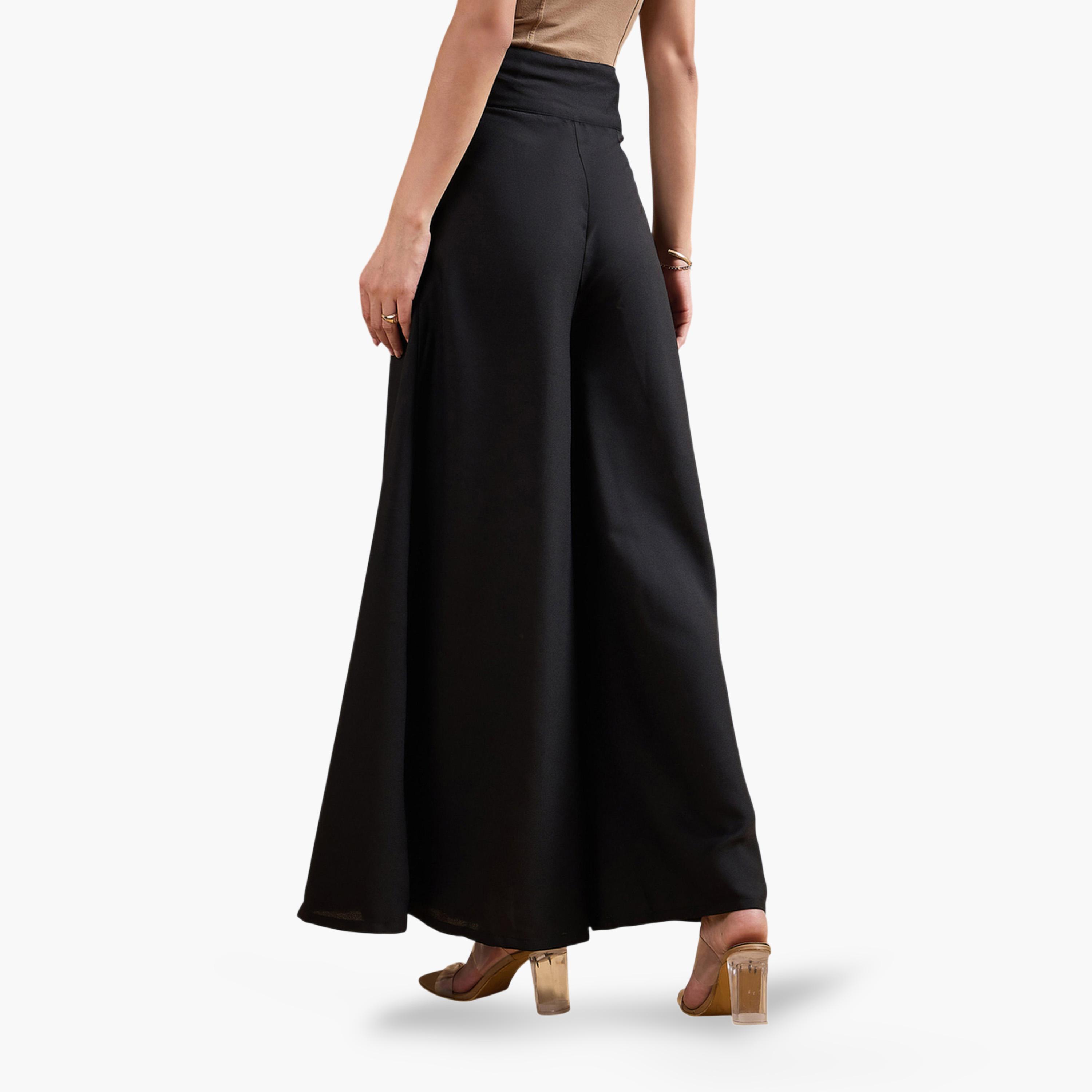 ساسافراس × ستايلي - بنطال أسود واسع الساقين-women-clothing-joggers-image-5