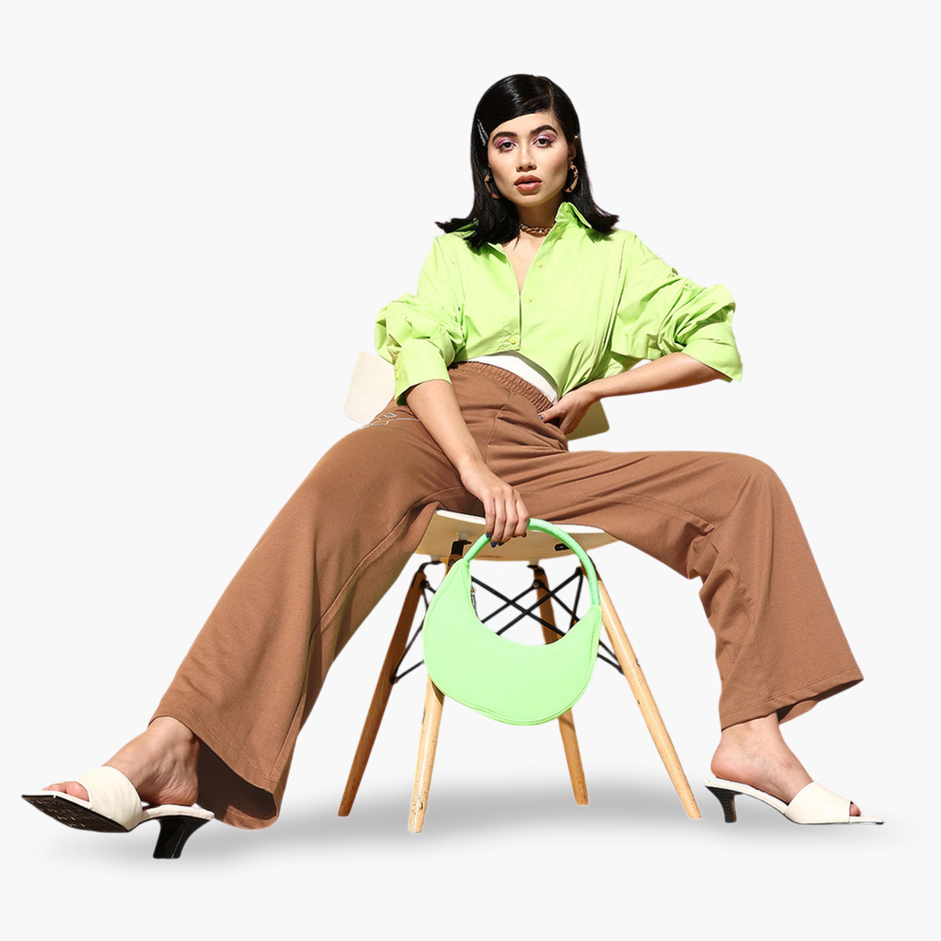 Sassafras X Styli Brown Abstract Line Art Wide-Leg Trousers-women-clothing-joggers-image-2