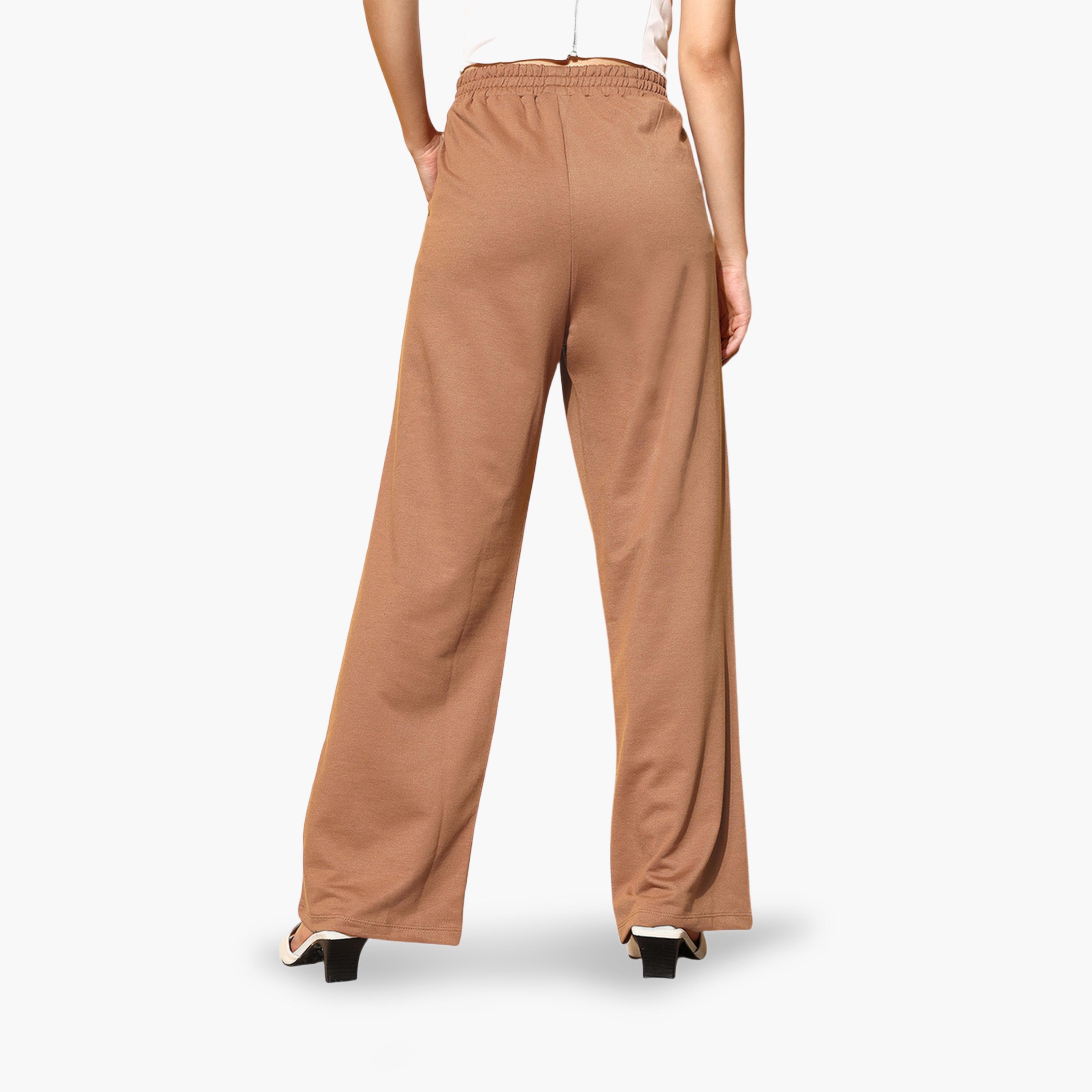 Sassafras X Styli Brown Abstract Line Art Wide-Leg Trousers-women-clothing-joggers-image-5