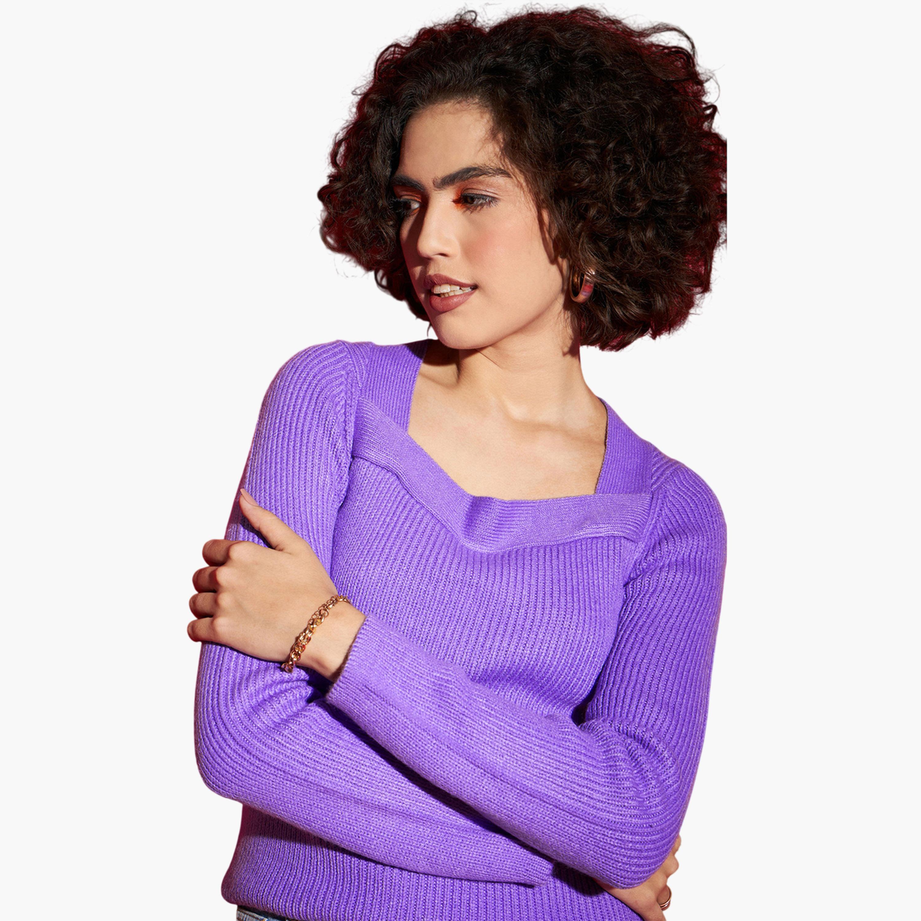 كنزة بنفسجية بتفاصيل مضلعة وياقة مربعة-women-clothing-cardigansandjumpers-jumpers-image-6
