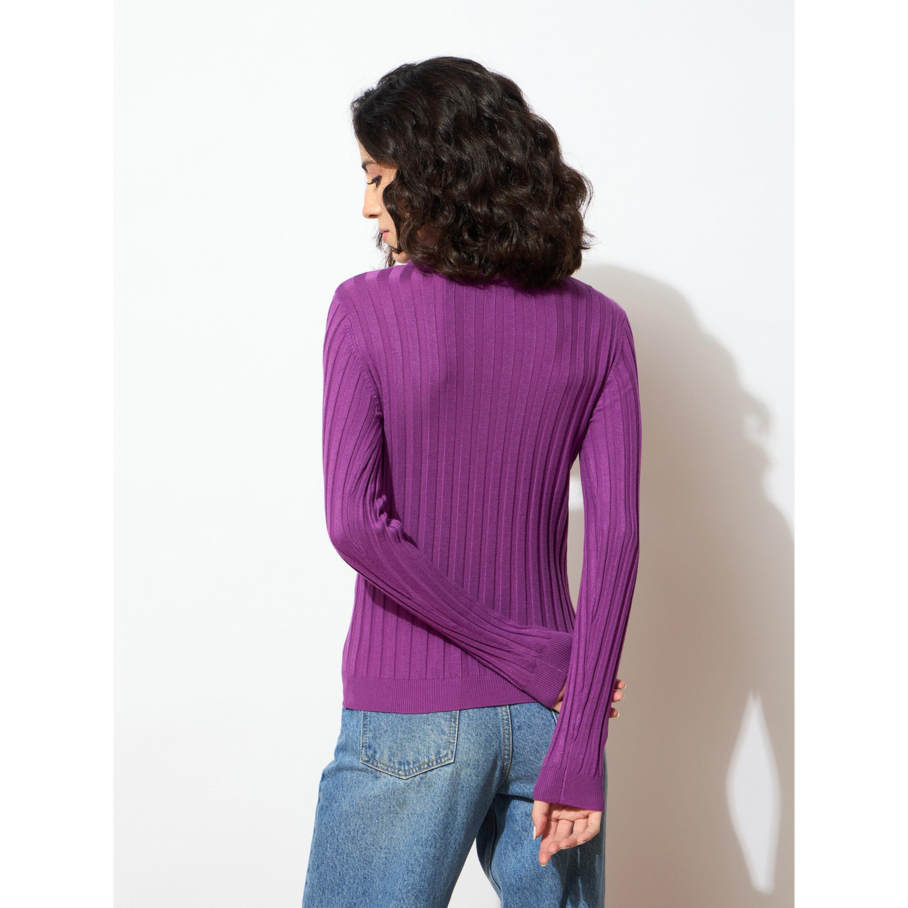 كنزة بنفسجية بتفاصيل مضلعة وياقة عالية-women-clothing-cardigansandjumpers-jumpers-image-3