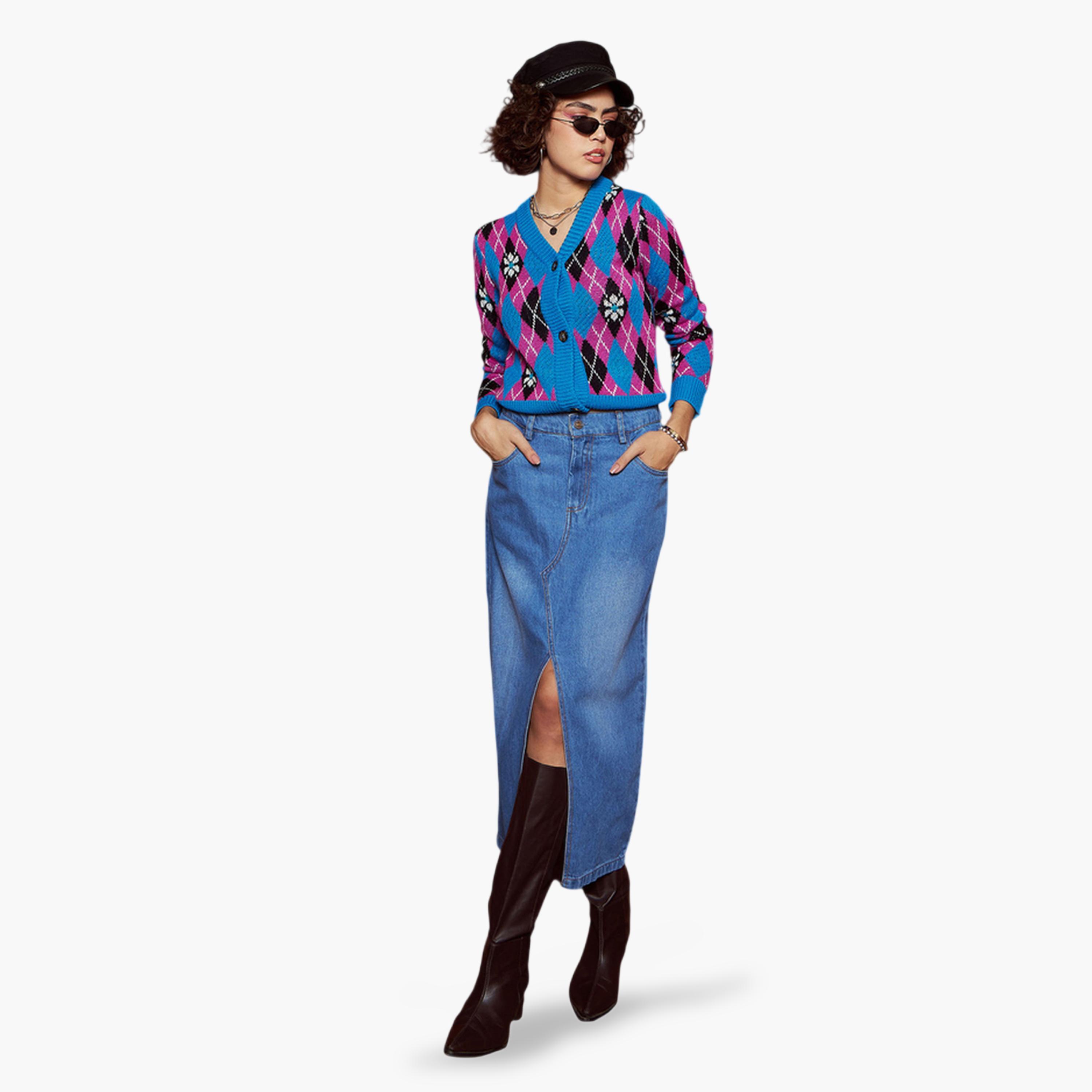 كارديجان أزرق محبوك بنمط أرجيل-women-clothing-cardigansandjumpers-cardigans-image-2