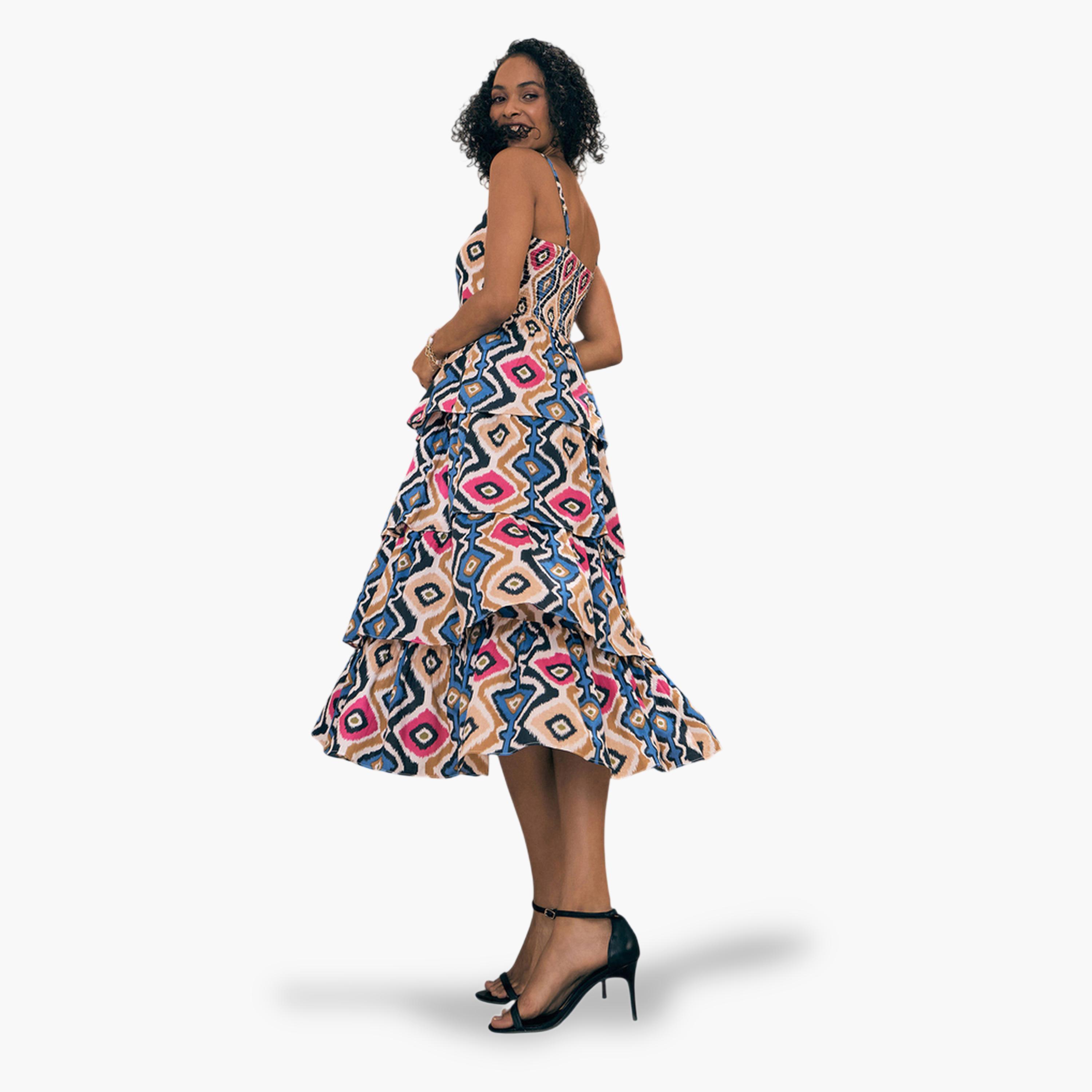 Sassafras X Styli Multi Abstract Print Tiered Midi Dress-women-clothing-dresses-image-3