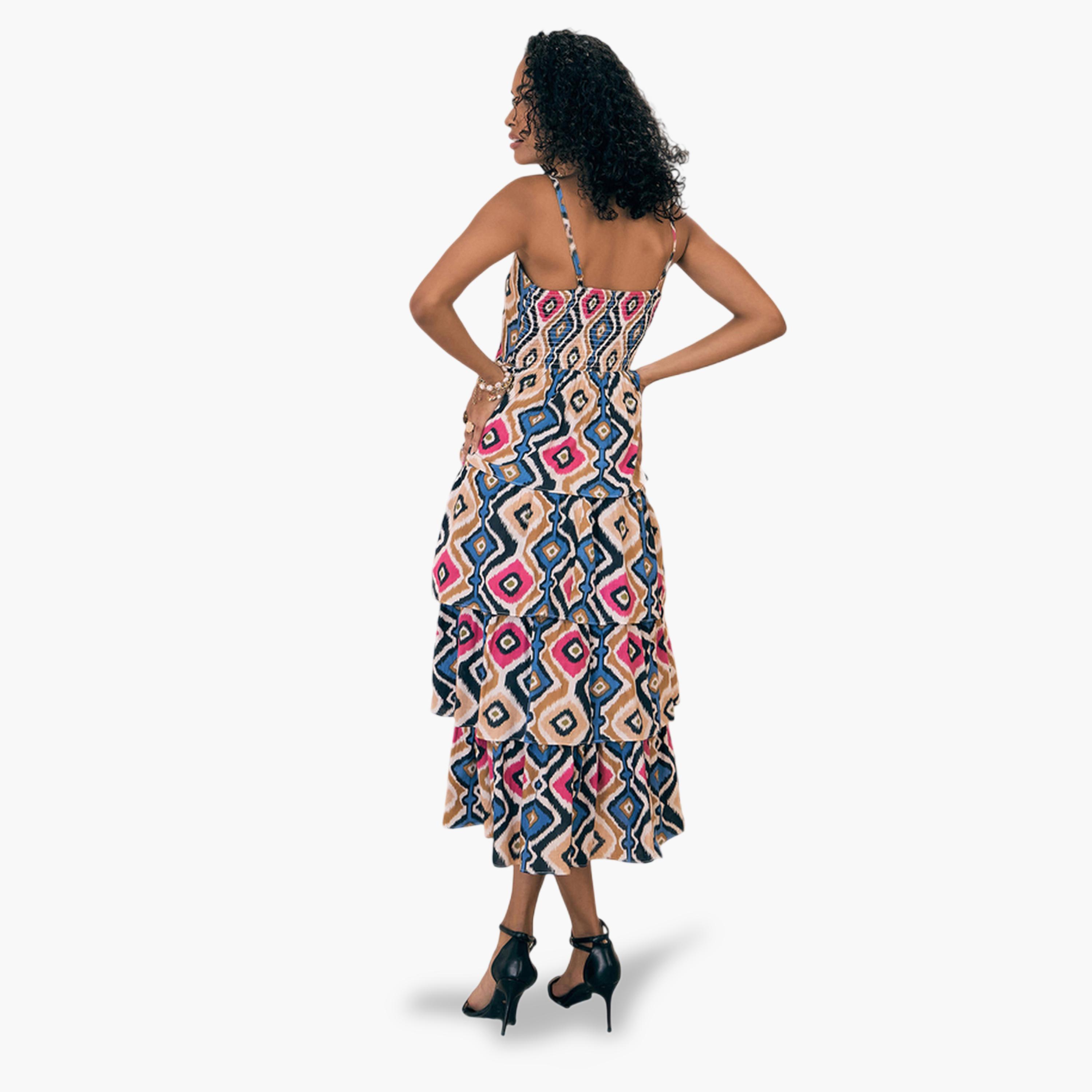 Sassafras X Styli Multi Abstract Print Tiered Midi Dress-women-clothing-dresses-image-5