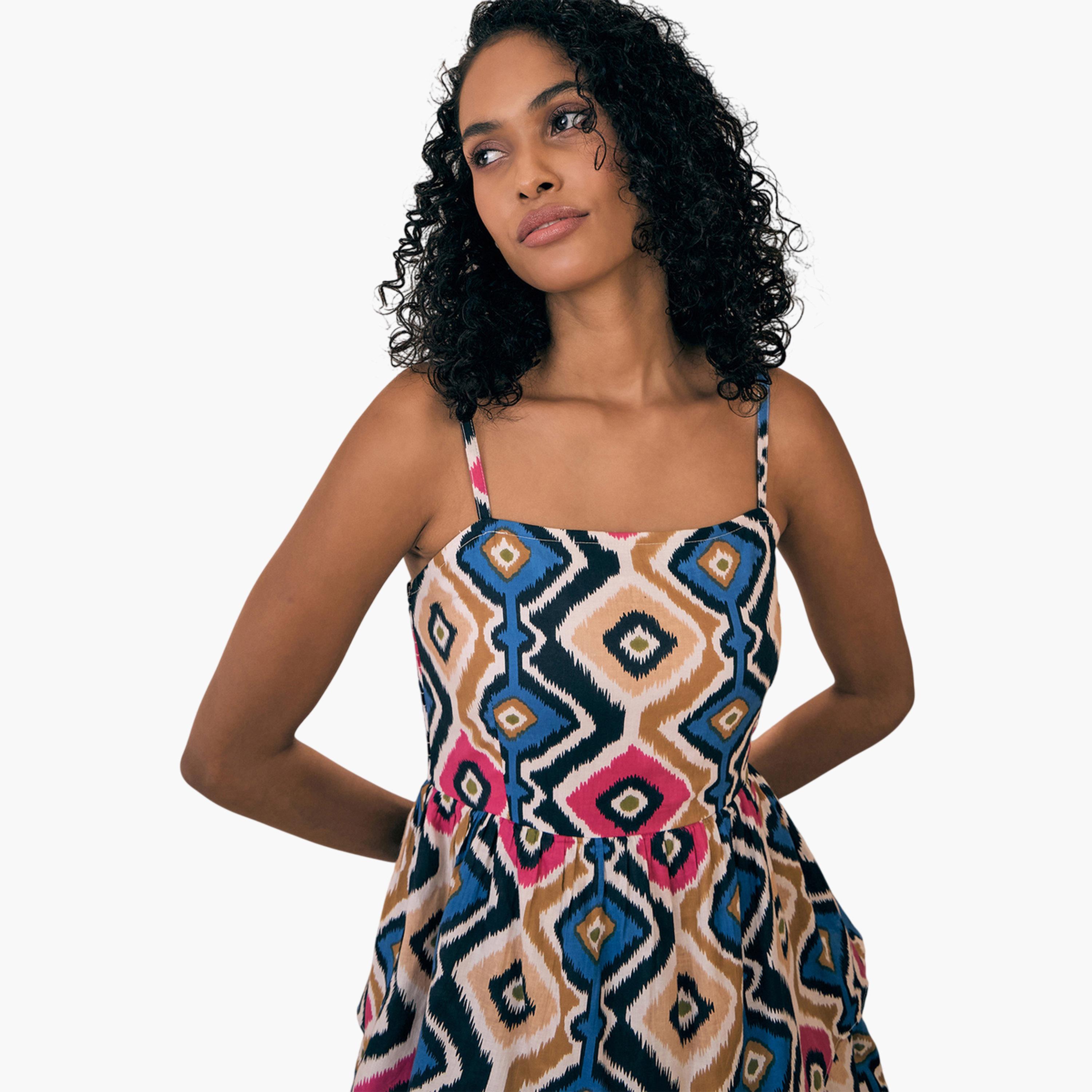 Sassafras X Styli Multi Abstract Print Tiered Midi Dress-women-clothing-dresses-image-6