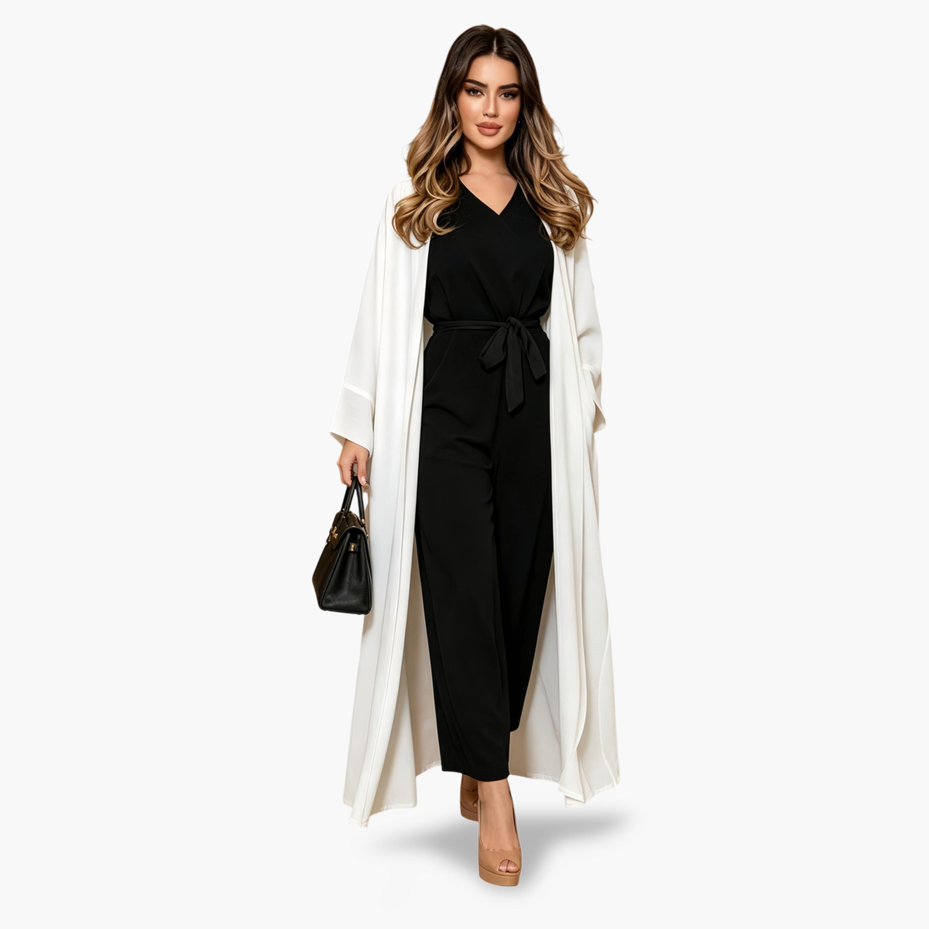 Take Two White Plain Open Front Abaya-women-arabicclothing-abayas-image-3