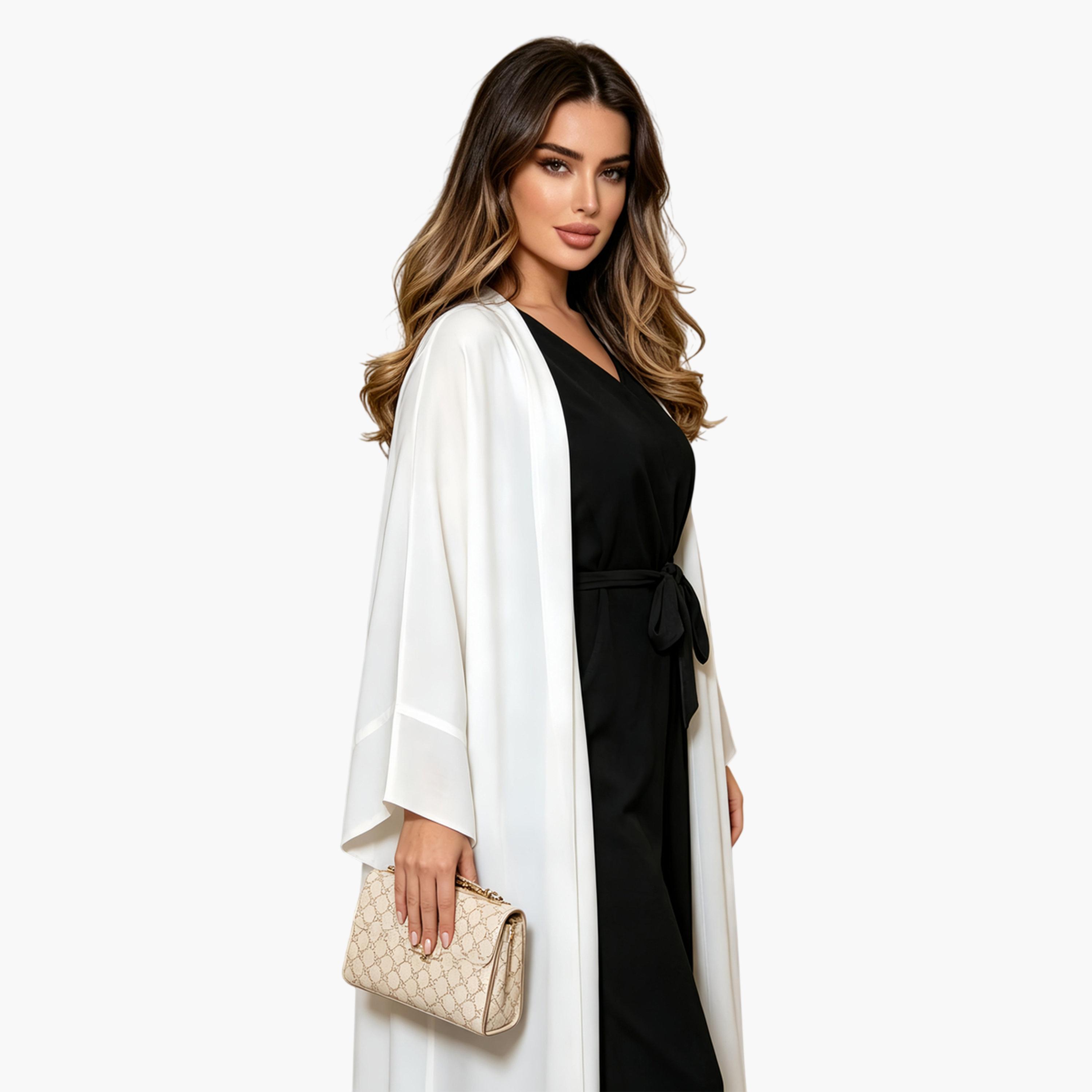 Take Two White Plain Open Front Abaya-women-arabicclothing-abayas-image-4