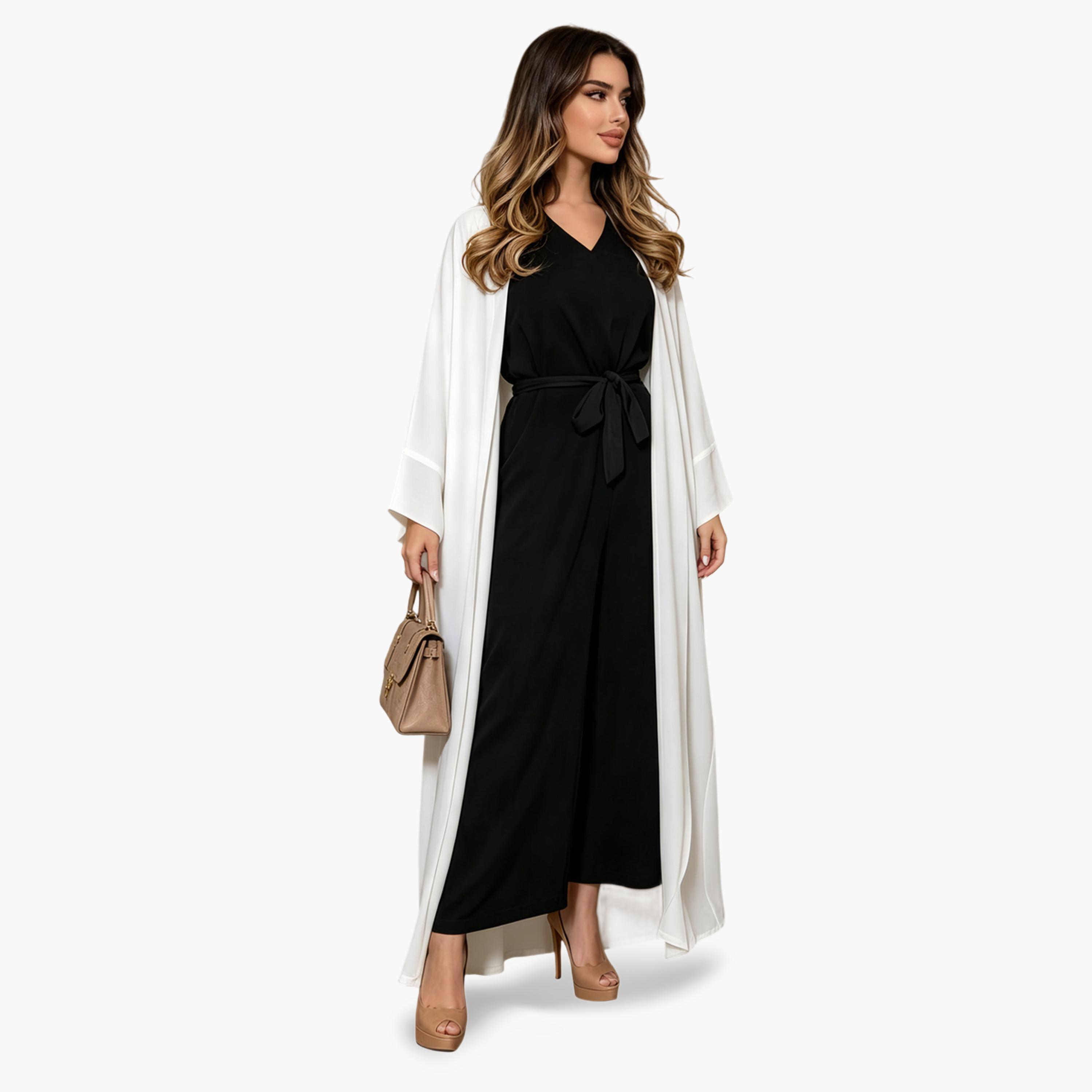 Take Two White Plain Open Front Abaya-women-arabicclothing-abayas-image-5