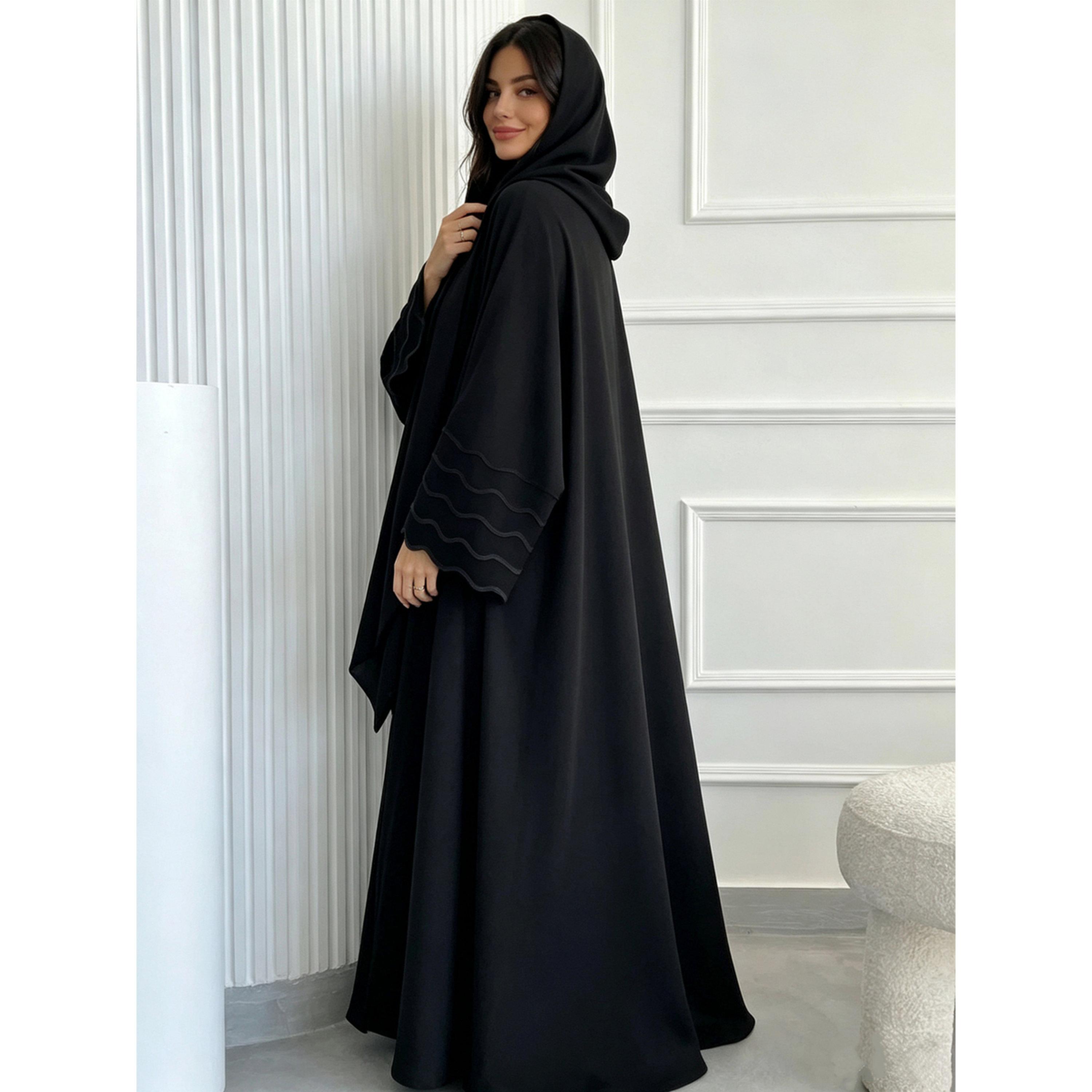 Take Two Black Abaya with Wavy Sleeve Detail-women-arabicclothing-abayas-image-4