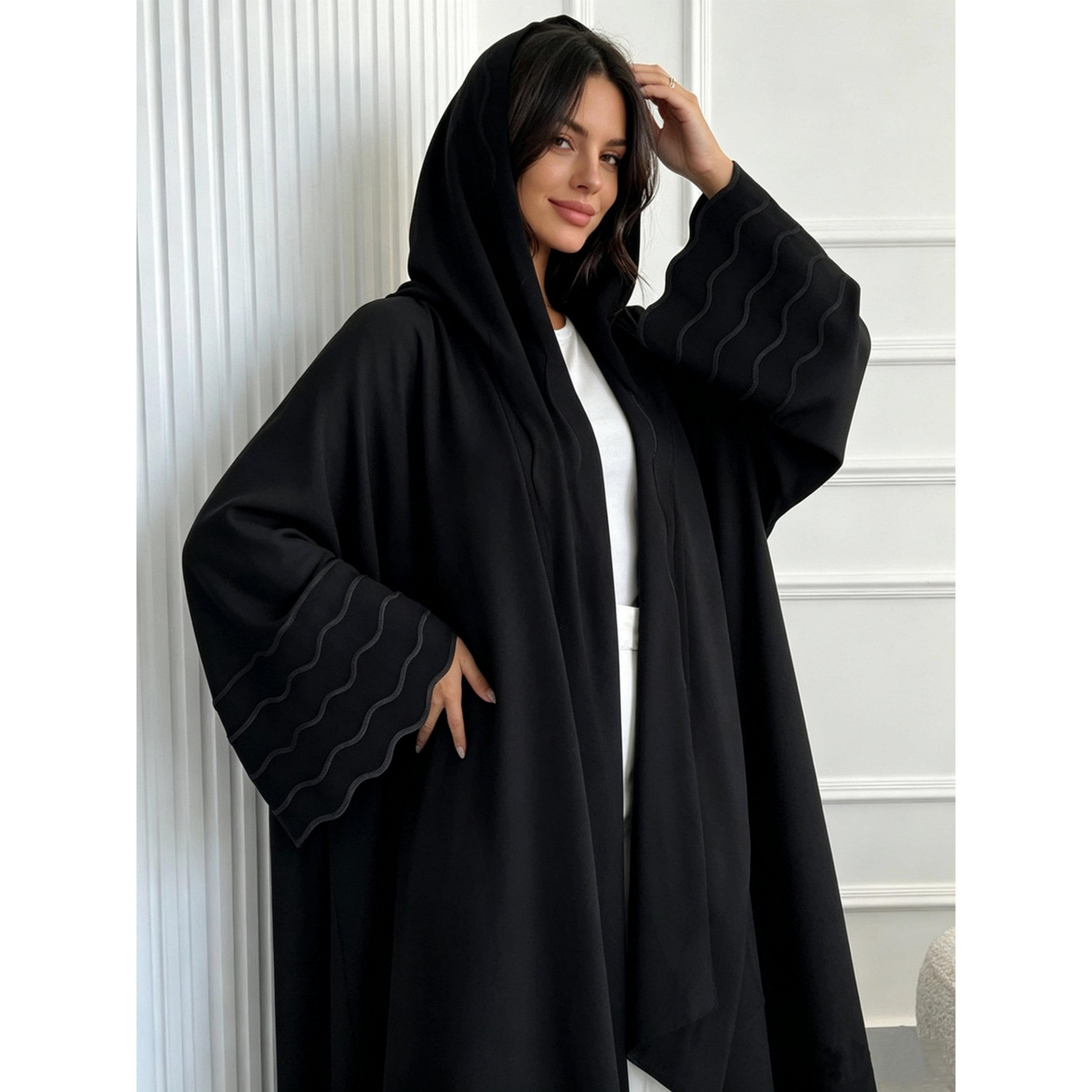 Take Two Black Abaya with Wavy Sleeve Detail-women-arabicclothing-abayas-image-5