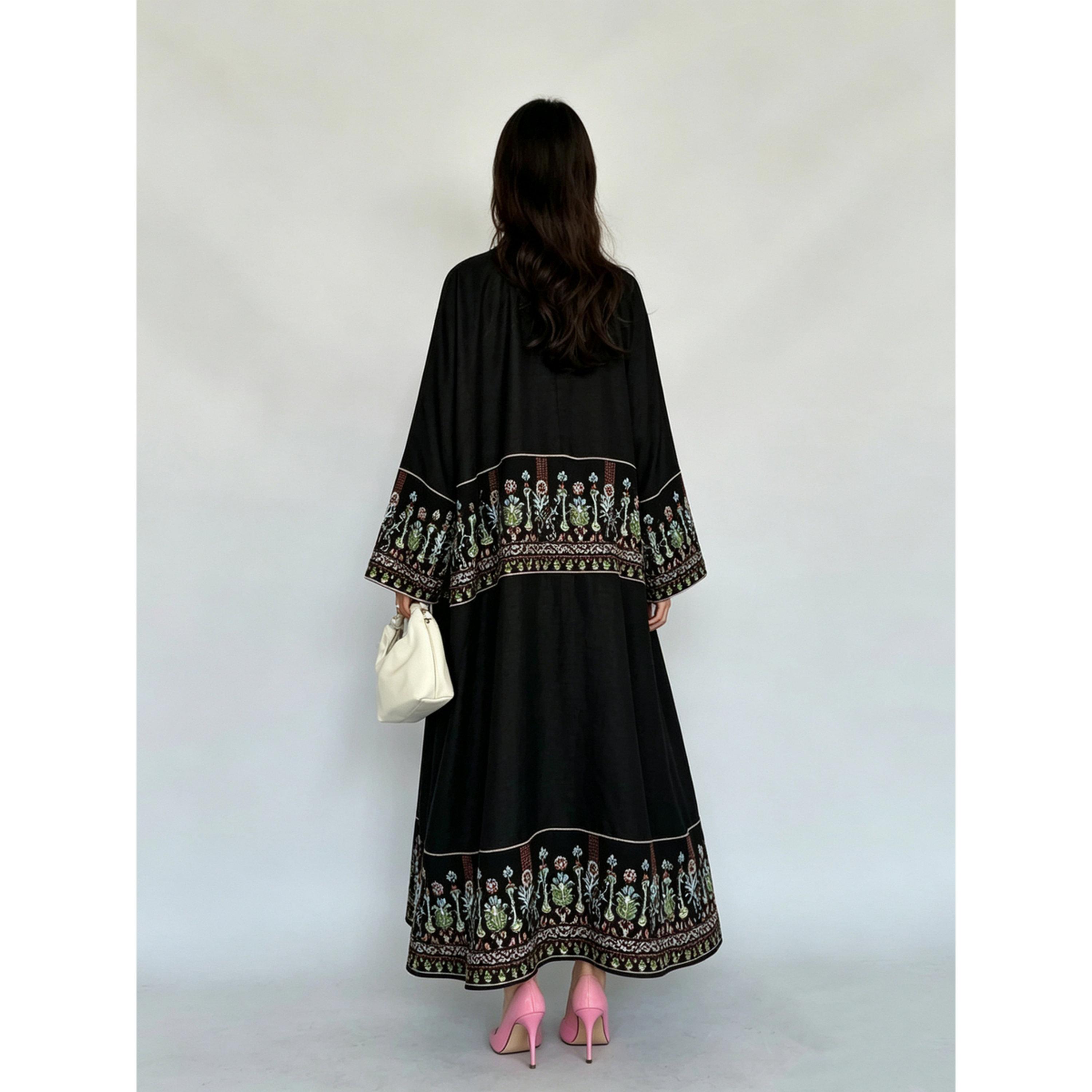 Take Two Black Embroidered Open Front Abaya-women-arabicclothing-abayas-image-4
