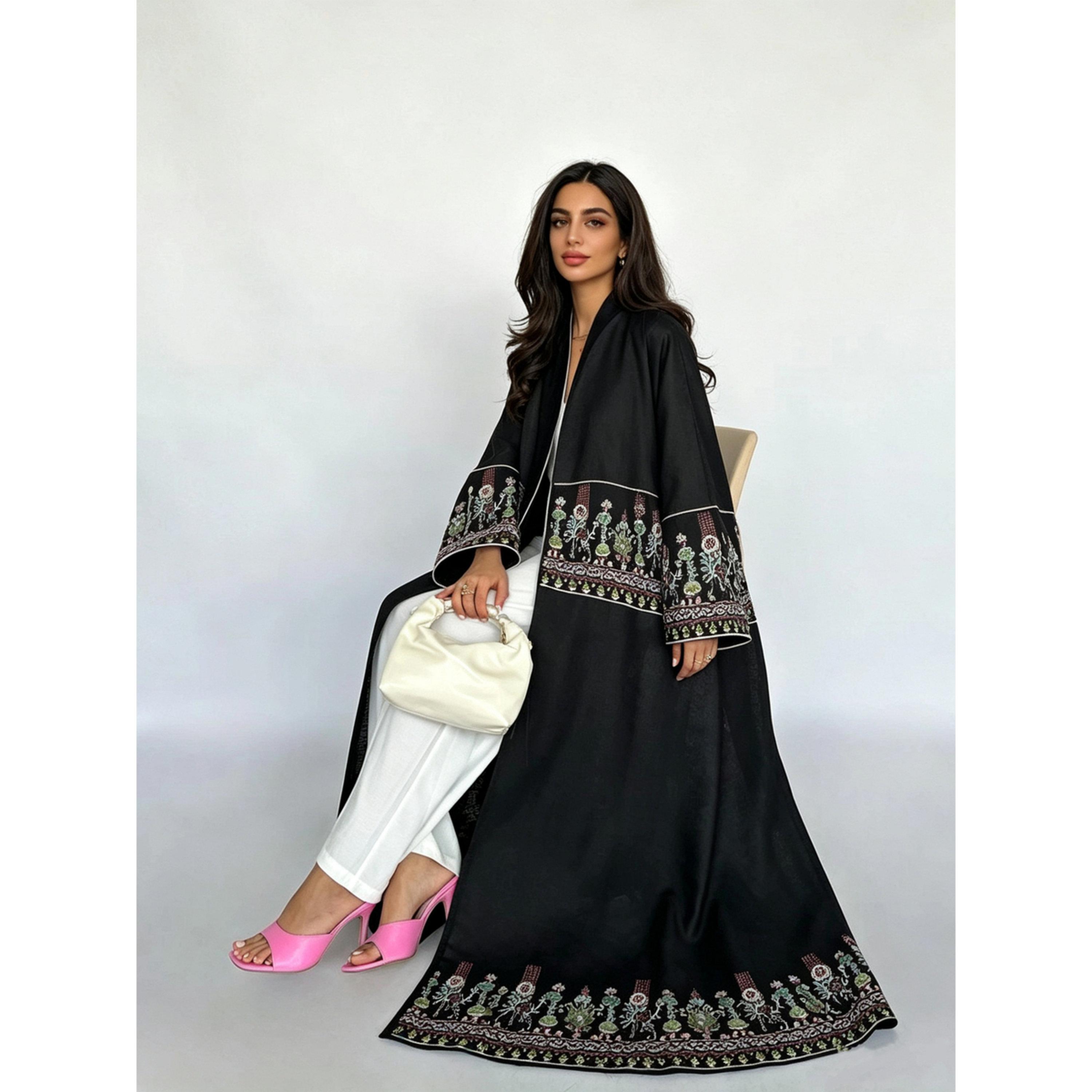 Take Two Black Embroidered Open Front Abaya-women-arabicclothing-abayas-image-5