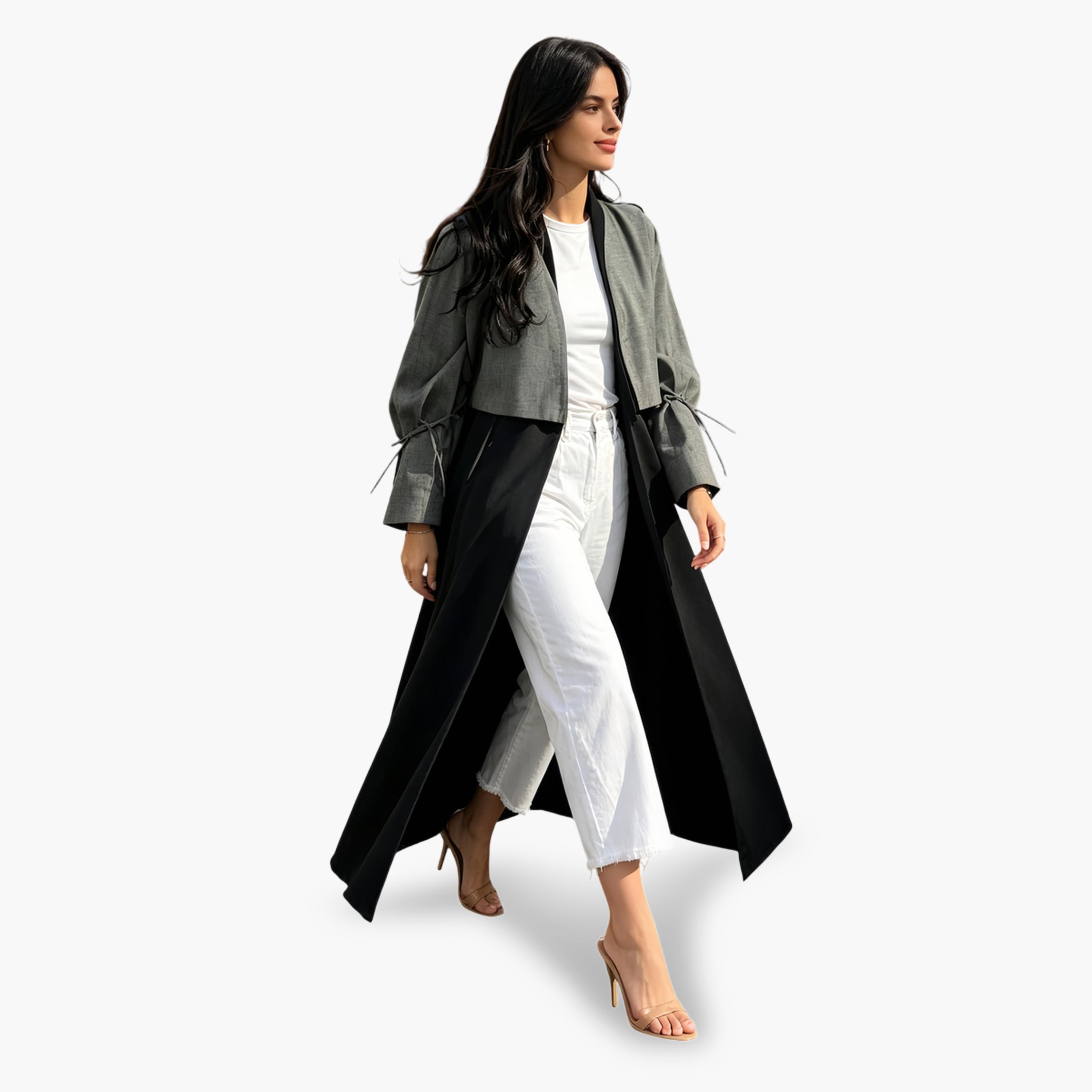 Take Two Grey Two Tone Abaya with Collar-women-arabicclothing-abayas-image-2