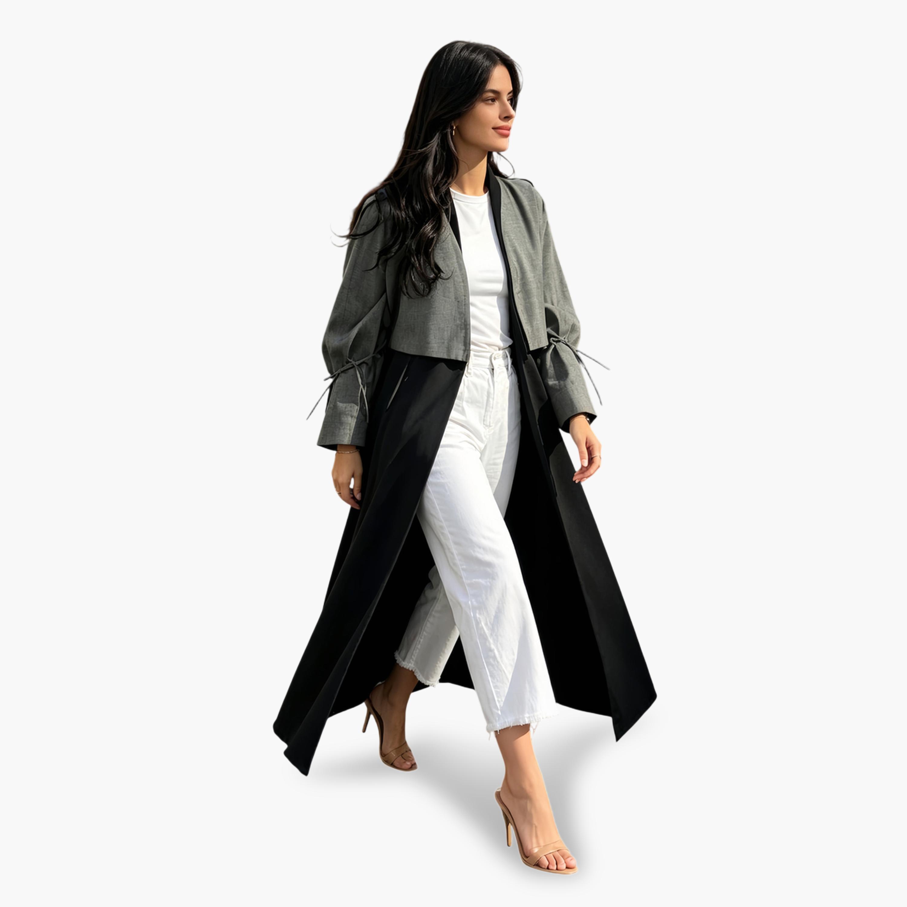 Take Two Grey Two Tone Abaya with Collar-women-arabicclothing-abayas-image-3