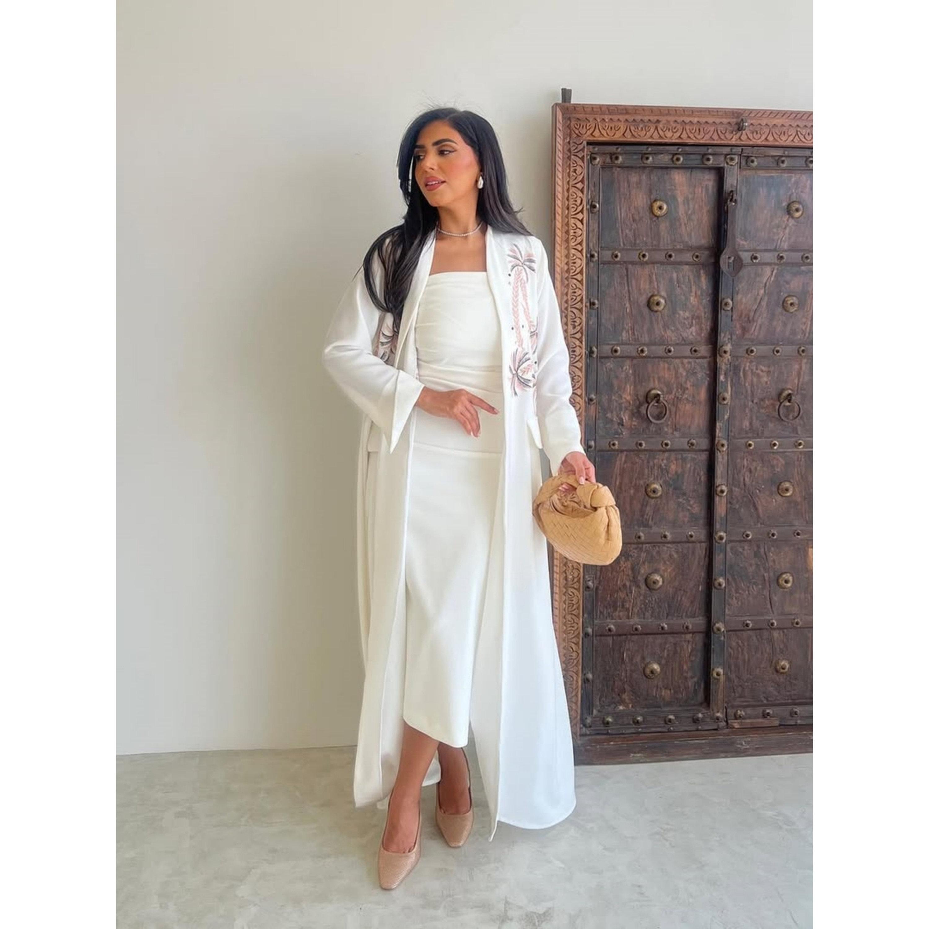 Take Two White Embroidered Open Front Abaya-women-arabicclothing-abayas-image-4