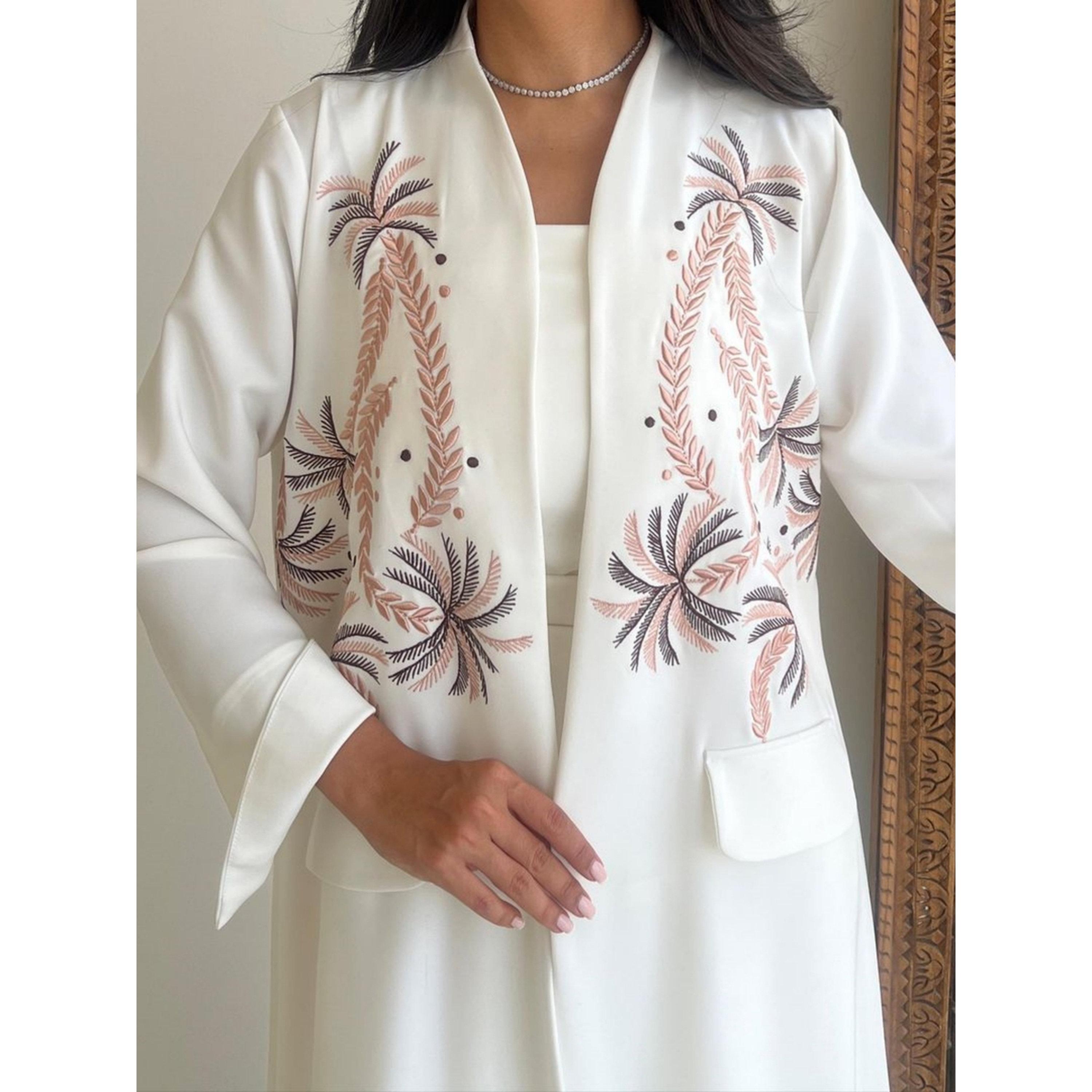 Take Two White Embroidered Open Front Abaya-women-arabicclothing-abayas-image-5