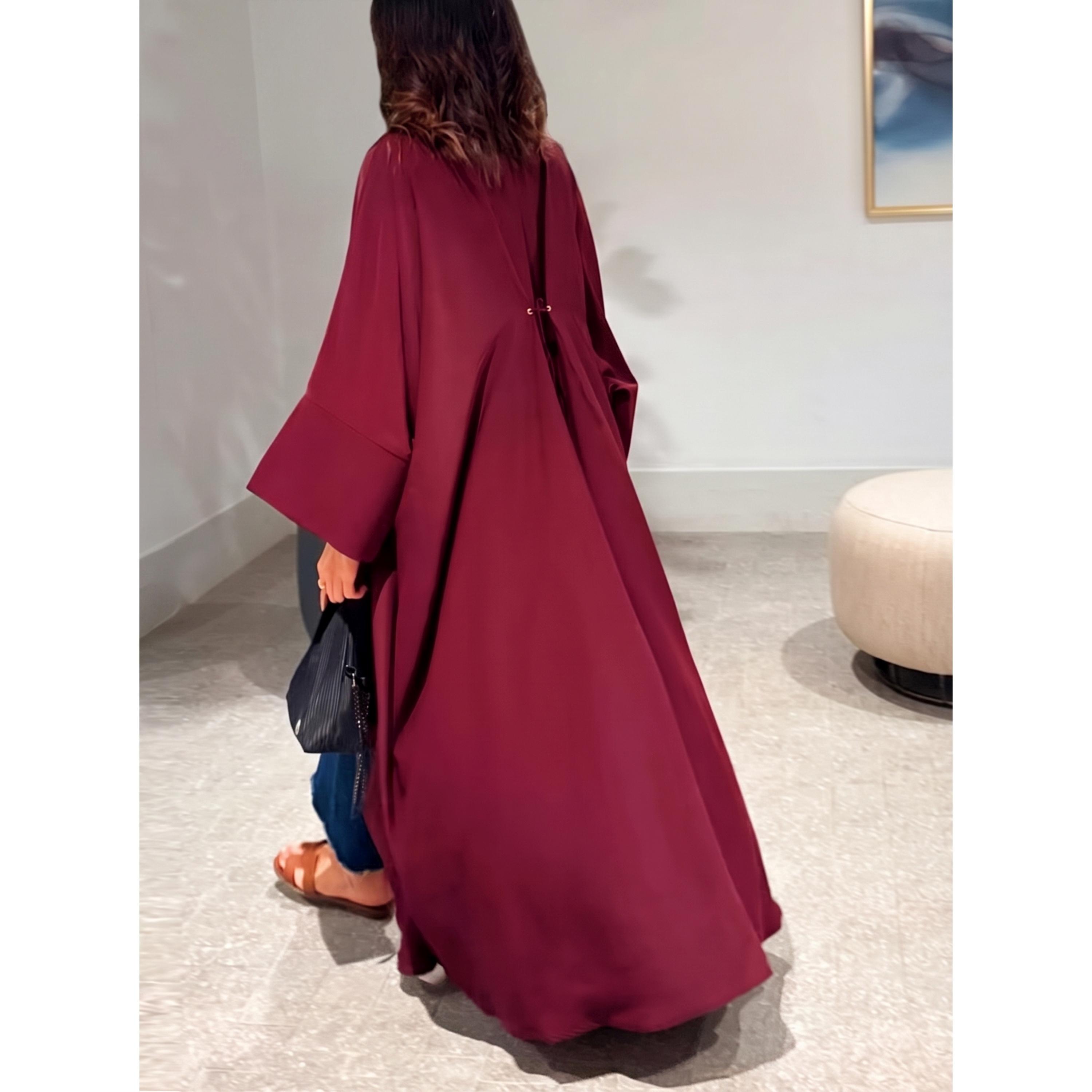 Take Two Burgundy Plain Abaya for Daytime Wear-women-arabicclothing-abayas-image-5