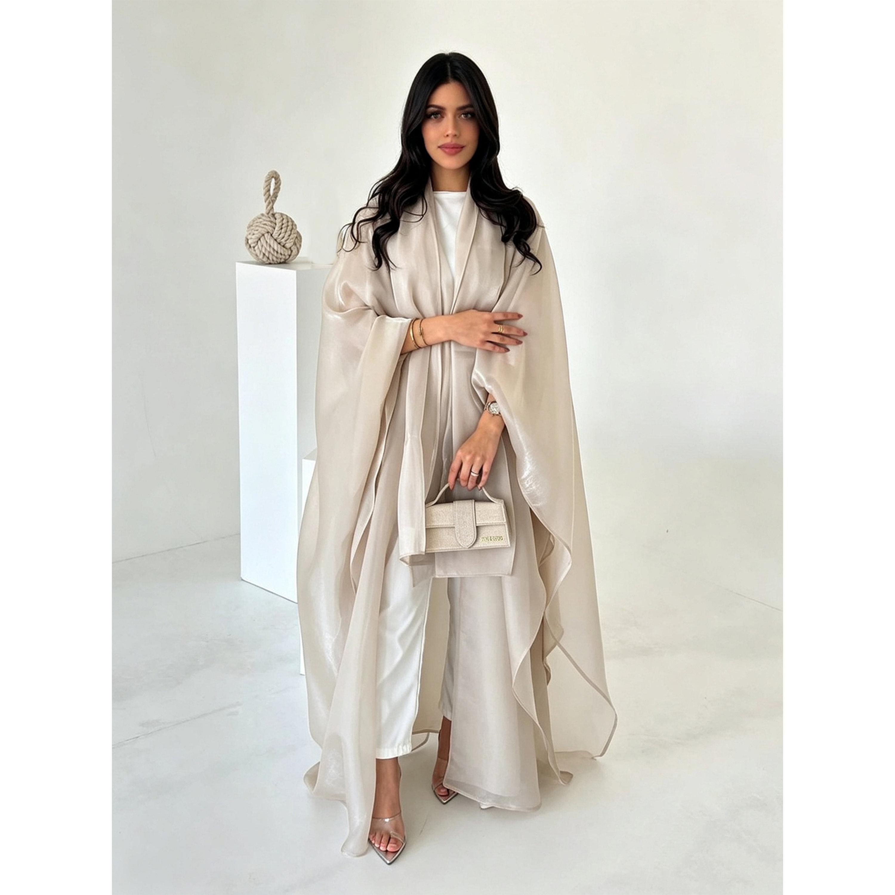 Take Two Beige Plain Batwing Sleeves Abaya-women-arabicclothing-abayas-image-1