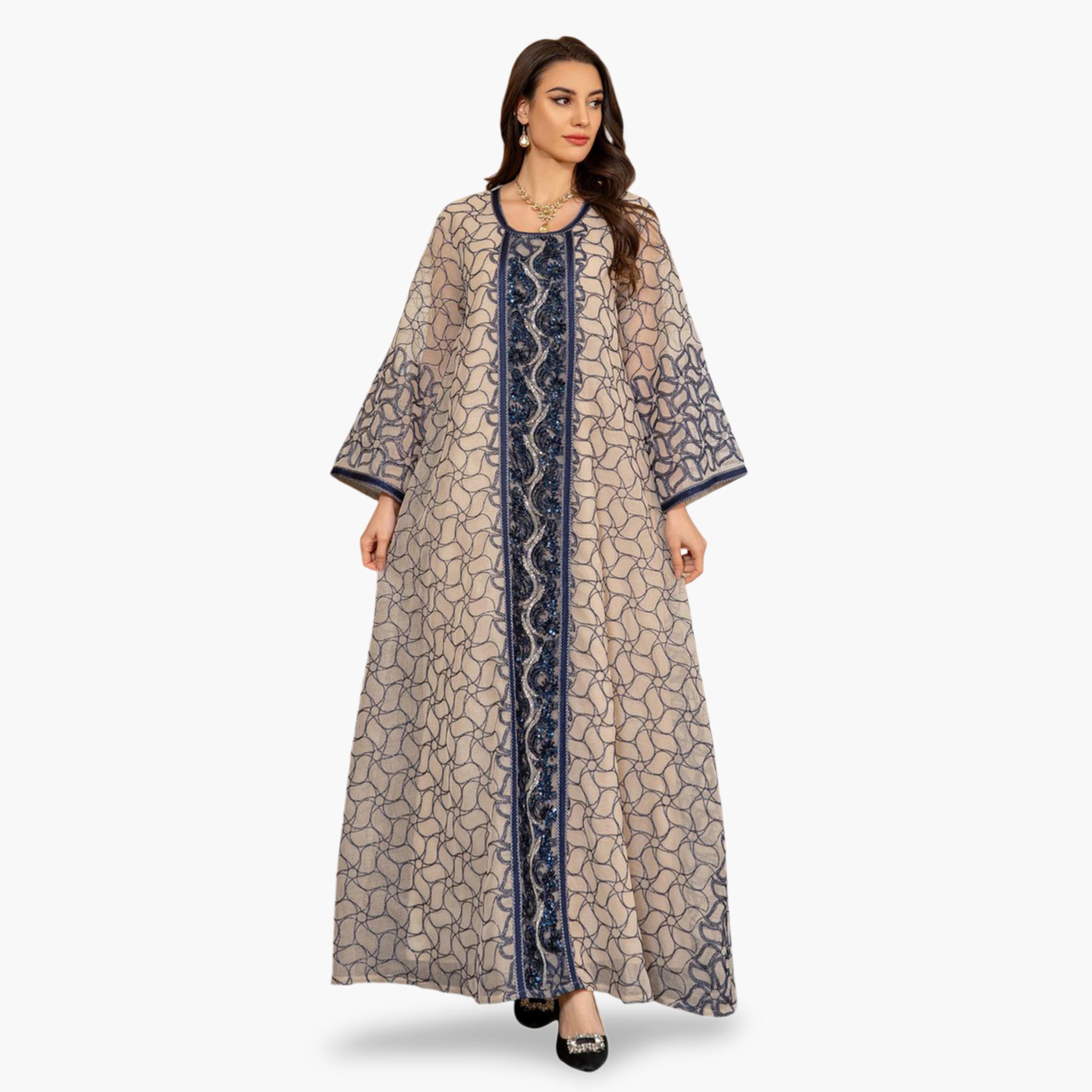 Take Two Grey Printed Long Sleeves Jalabiya-women-arabicclothing-jalabiyas-image-2
