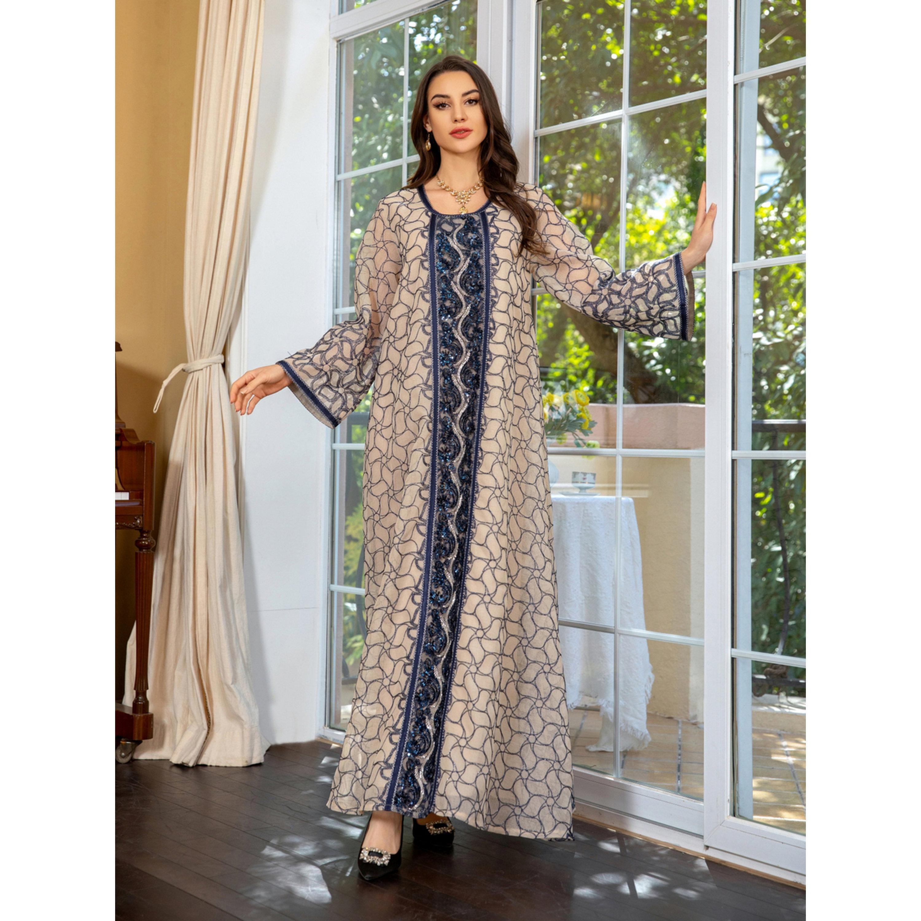 Take Two Grey Printed Long Sleeves Jalabiya-women-arabicclothing-jalabiyas-image-4