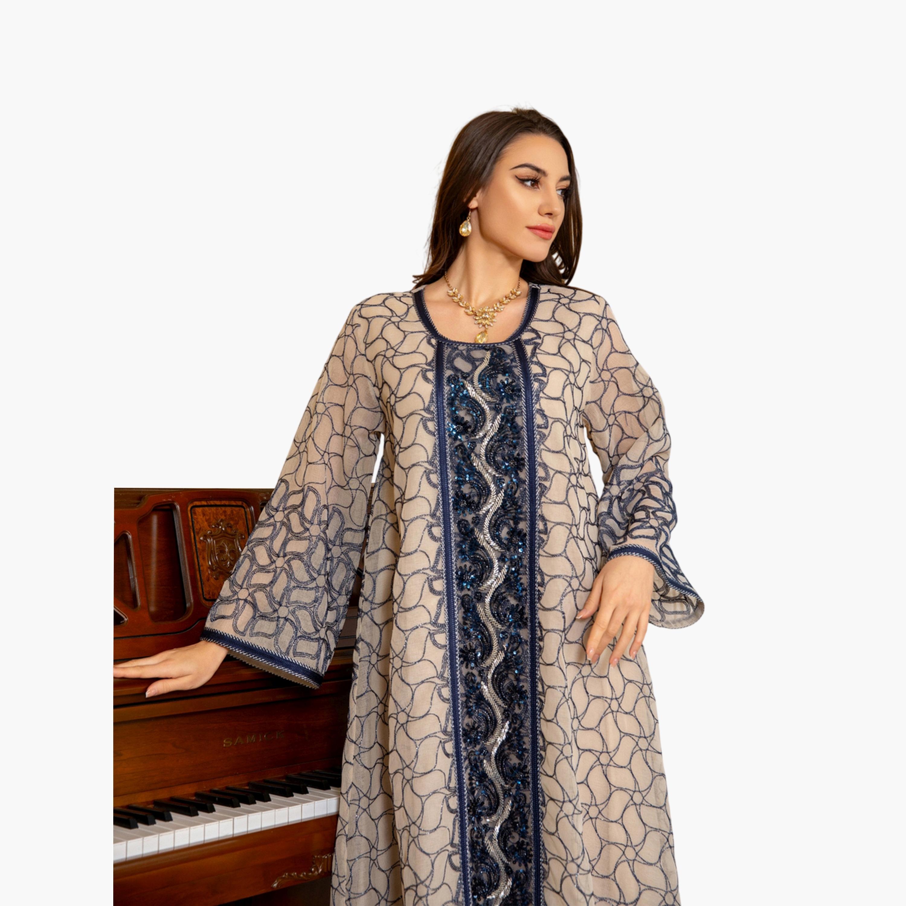 Take Two Grey Printed Long Sleeves Jalabiya-women-arabicclothing-jalabiyas-image-5