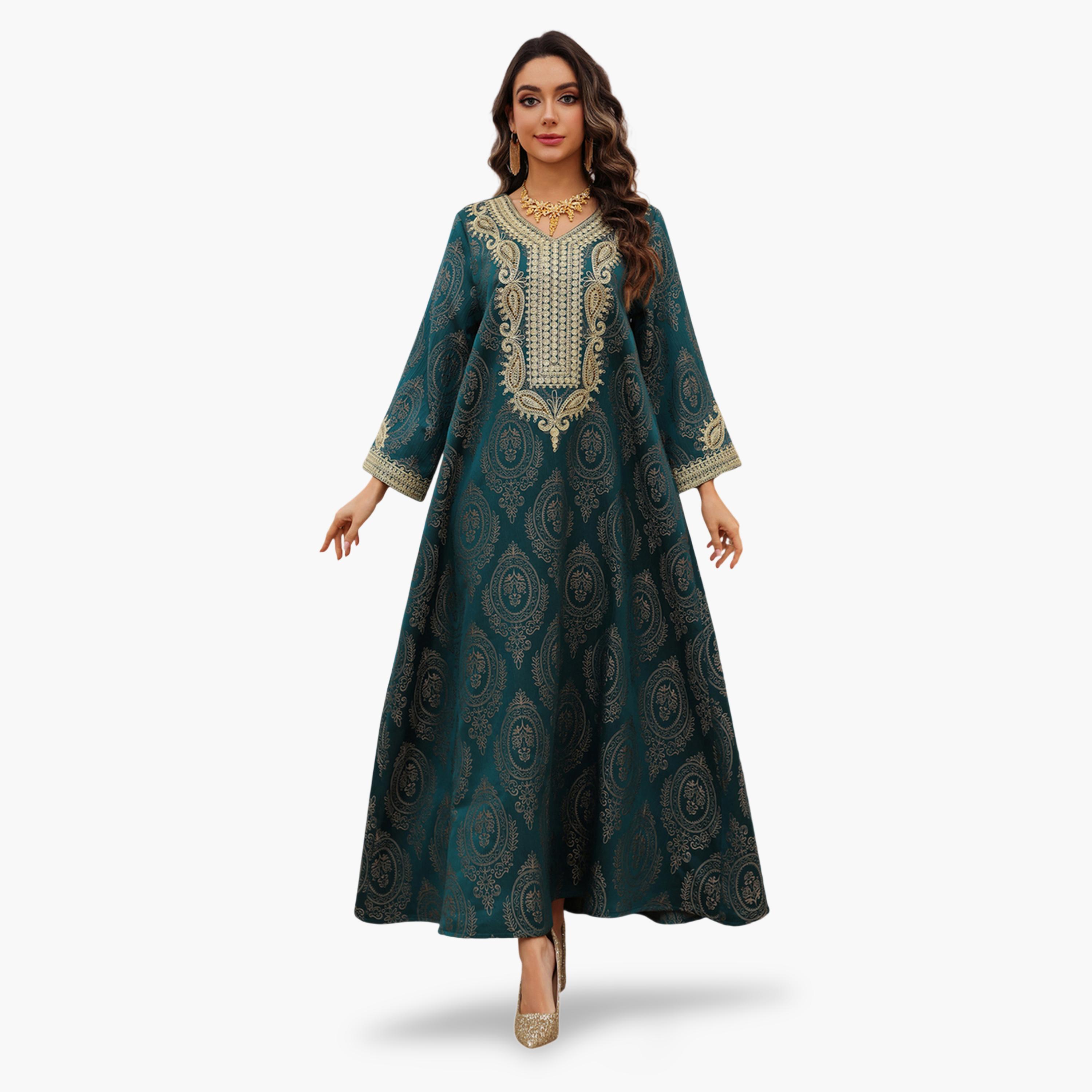 Take Two Mirror Flower Embroidered Jalabiya-women-arabicclothing-jalabiyas-image-2