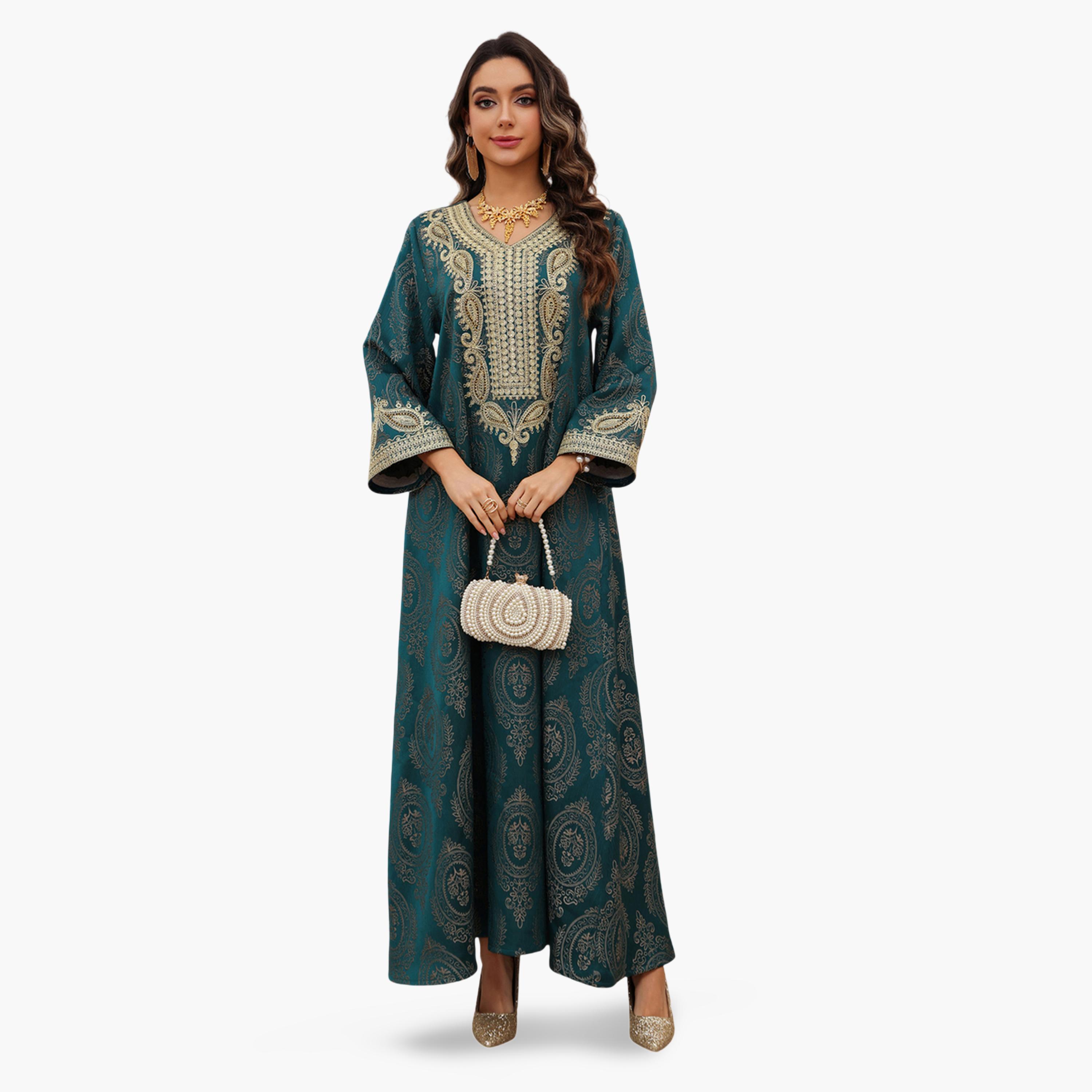 Take Two Mirror Flower Embroidered Jalabiya-women-arabicclothing-jalabiyas-image-3