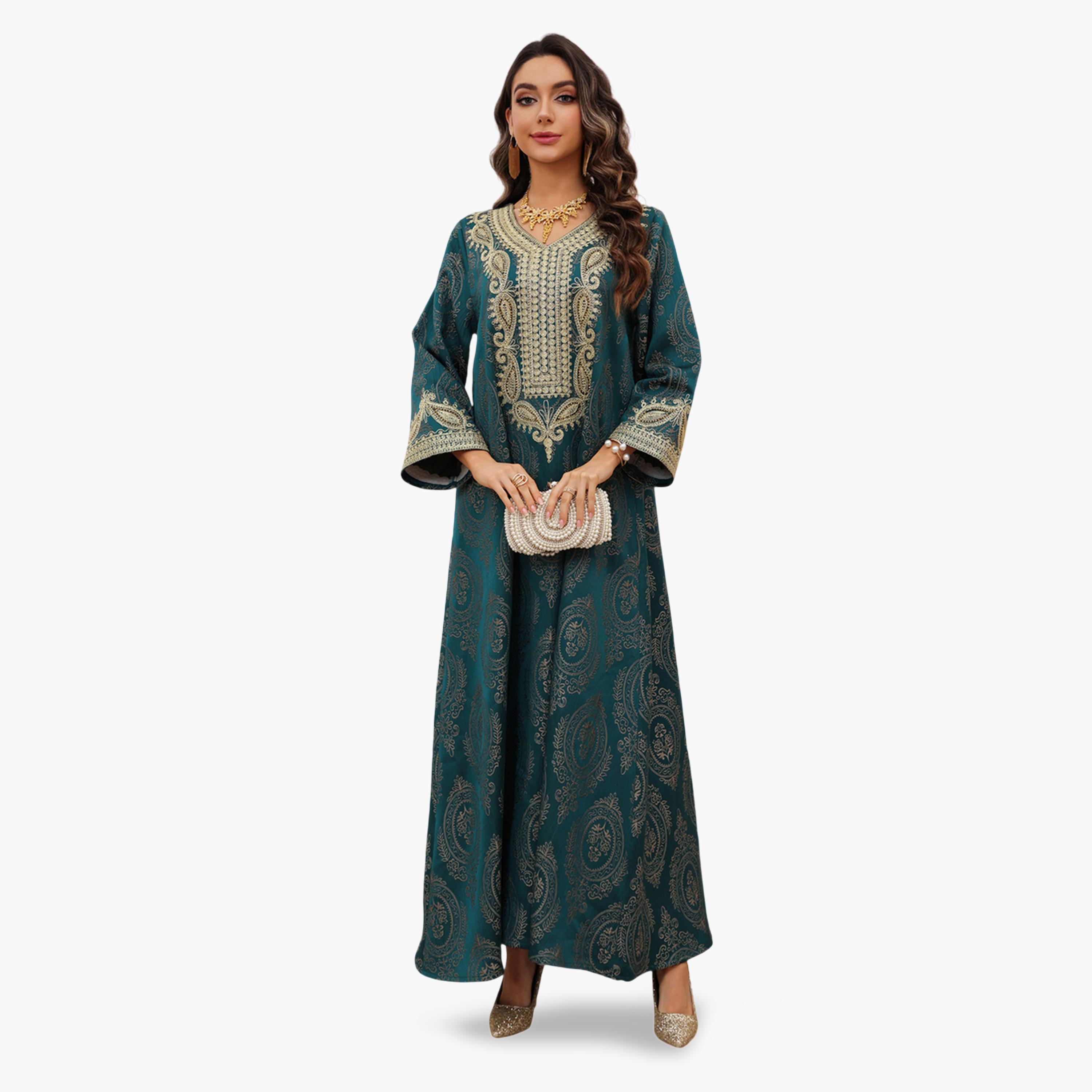 Take Two Mirror Flower Embroidered Jalabiya-women-arabicclothing-jalabiyas-image-4