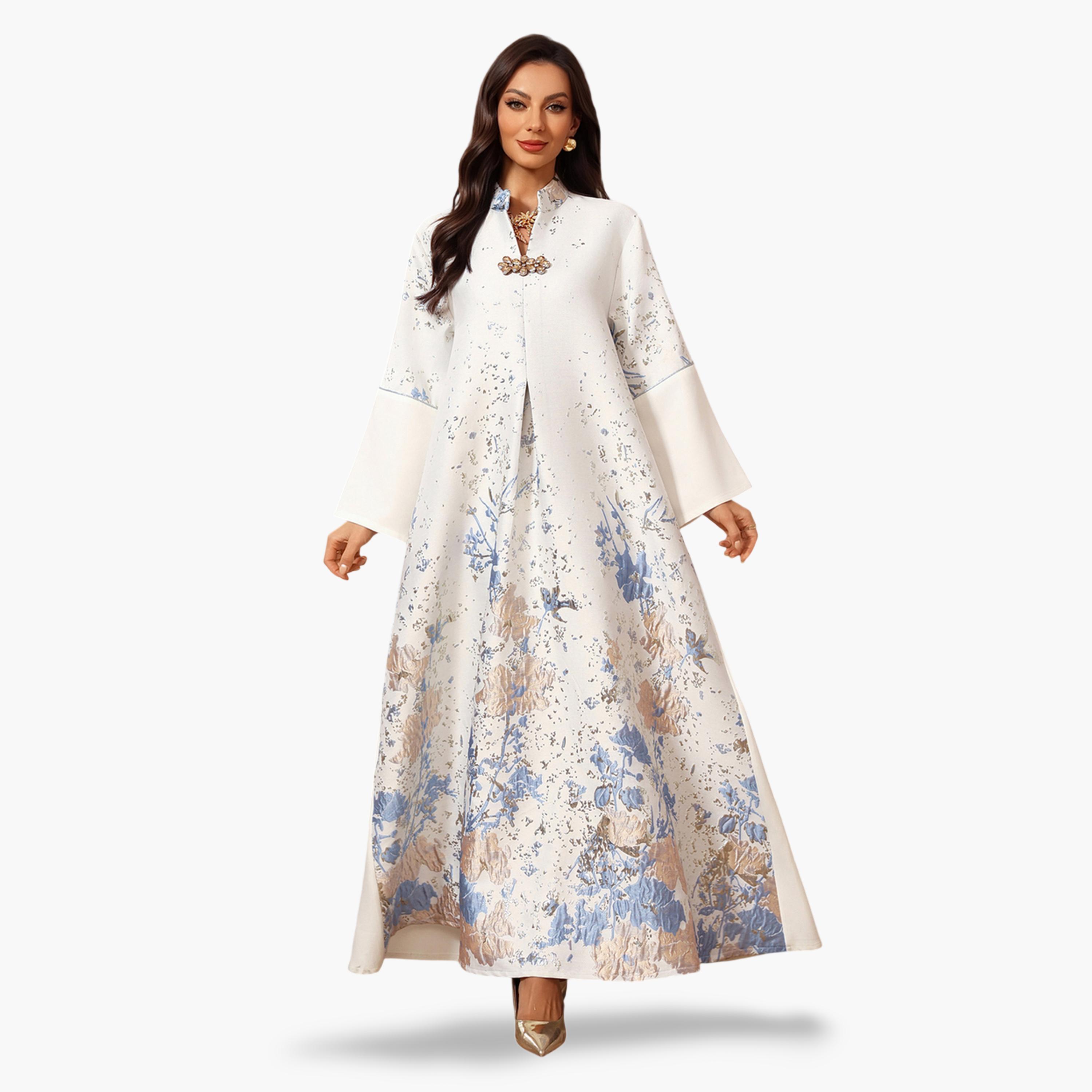 Take Two Floral Jacquard Ankle-Length A-Line Jalabiya Dress-women-arabicclothing-jalabiyas-image-1