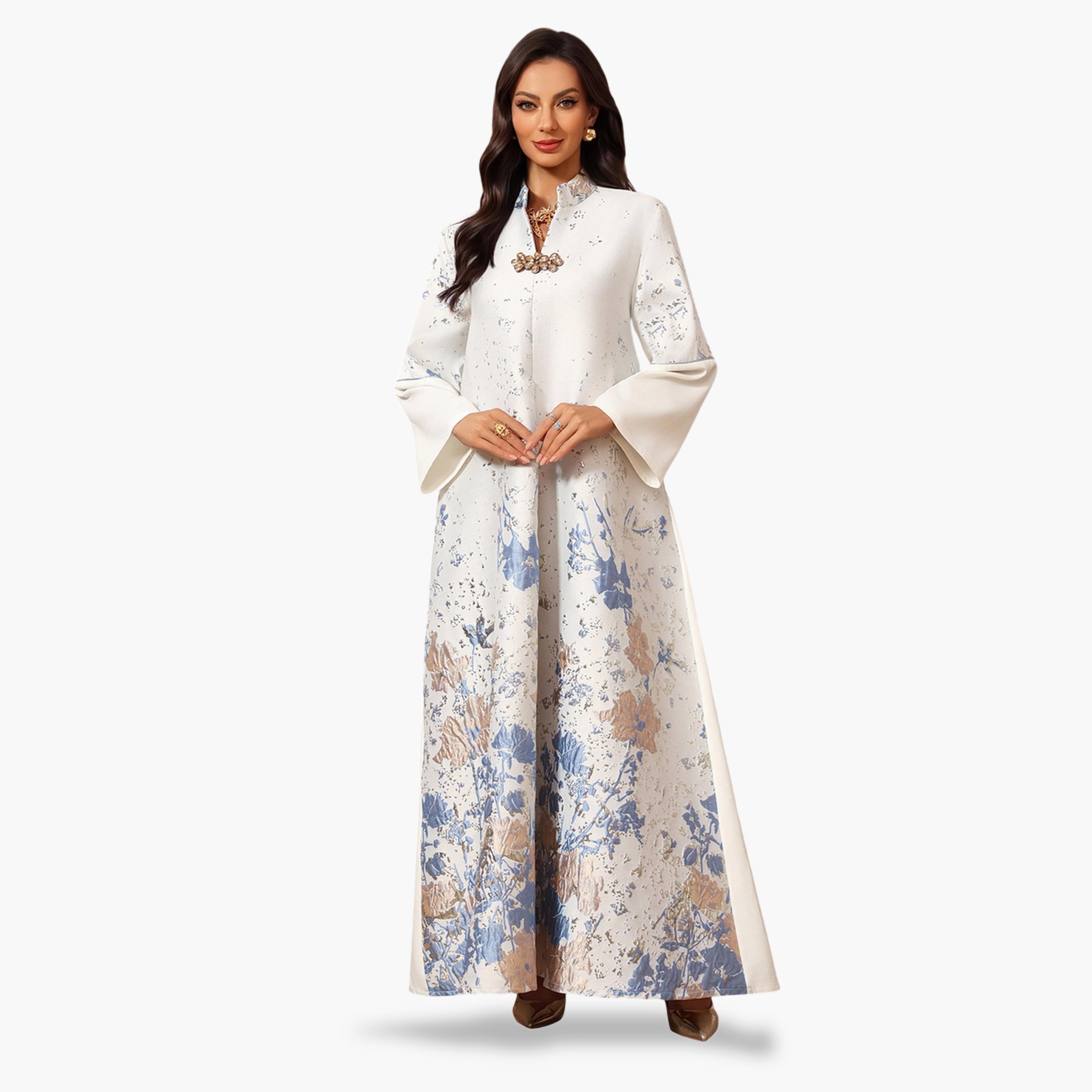 Take Two Floral Jacquard Ankle-Length A-Line Jalabiya Dress-women-arabicclothing-jalabiyas-image-2