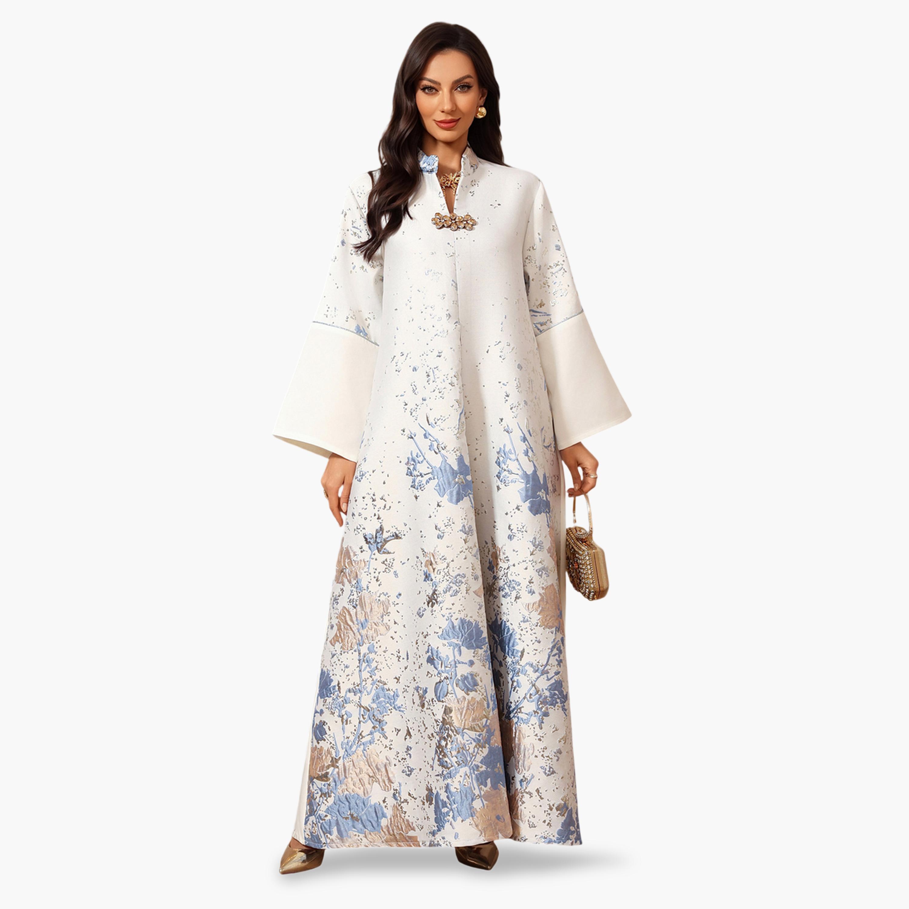 Take Two Floral Jacquard Ankle-Length A-Line Jalabiya Dress-women-arabicclothing-jalabiyas-image-5