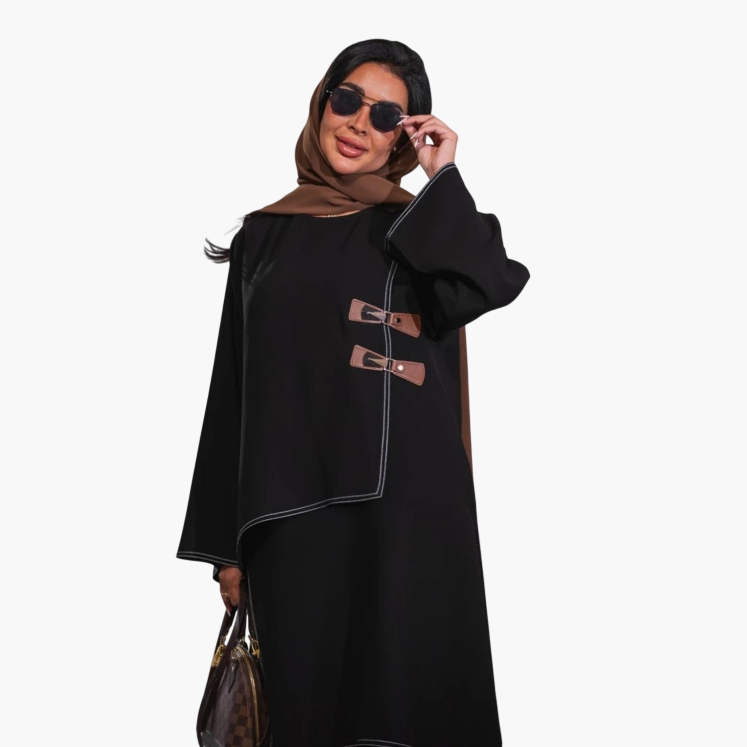 Take Two Elegant Black Smock Jalabiya with Pleated Skirt-women-arabicclothing-jalabiyas-image-5