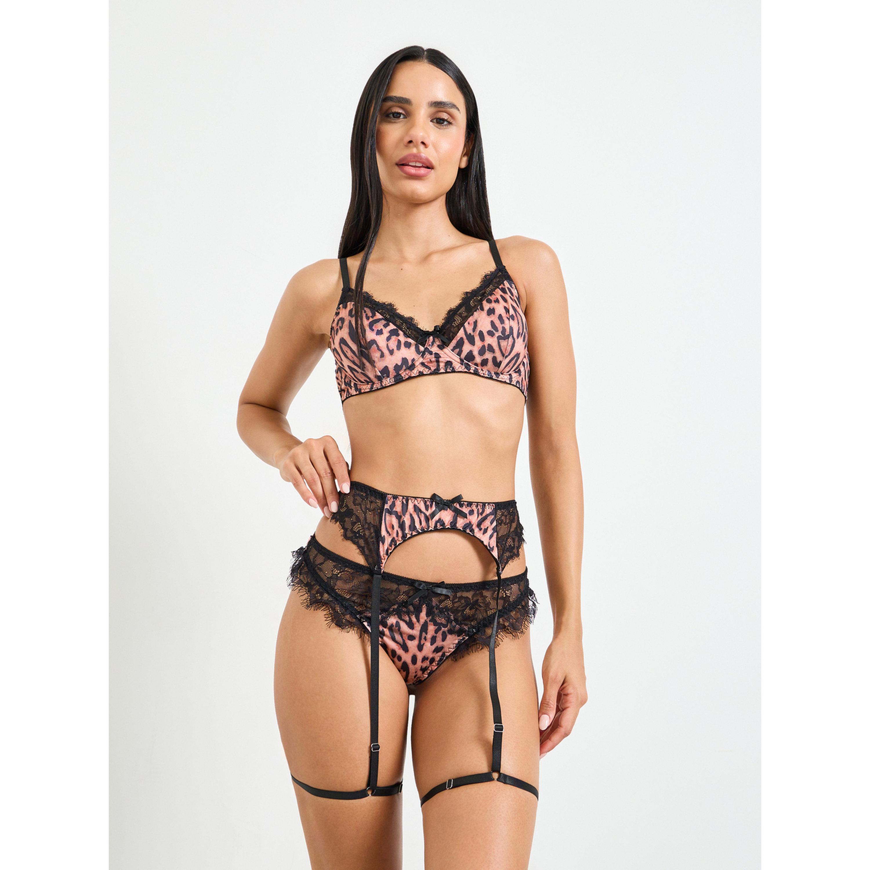 طقم لانجري ميدي بطبعة ليوبارد باللون البني-women-clothing-lingerie-lingeriesets-image-1