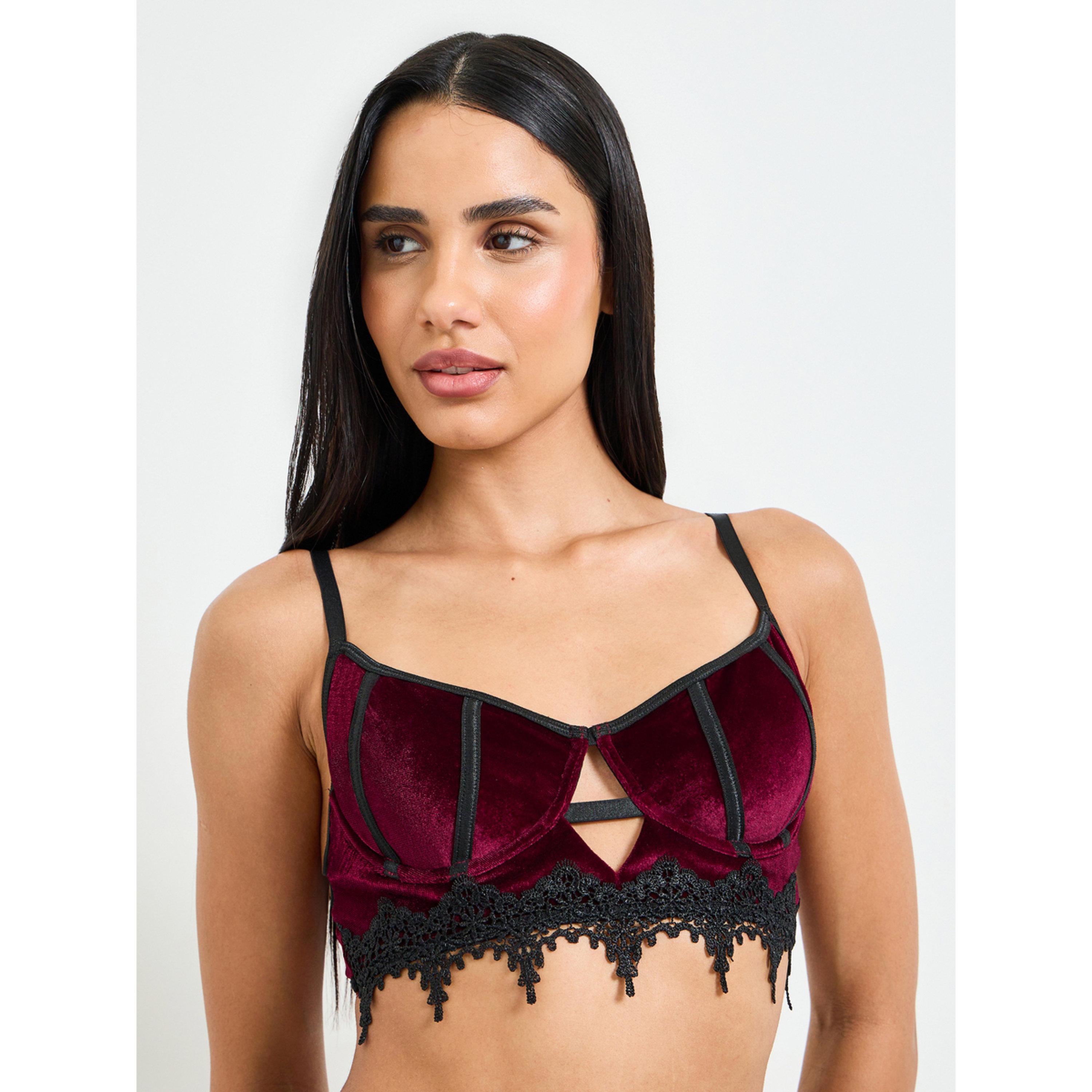 طقم لانجري دانتيل ميدي باللون العنابي-women-clothing-lingerie-lingeriesets-image-3