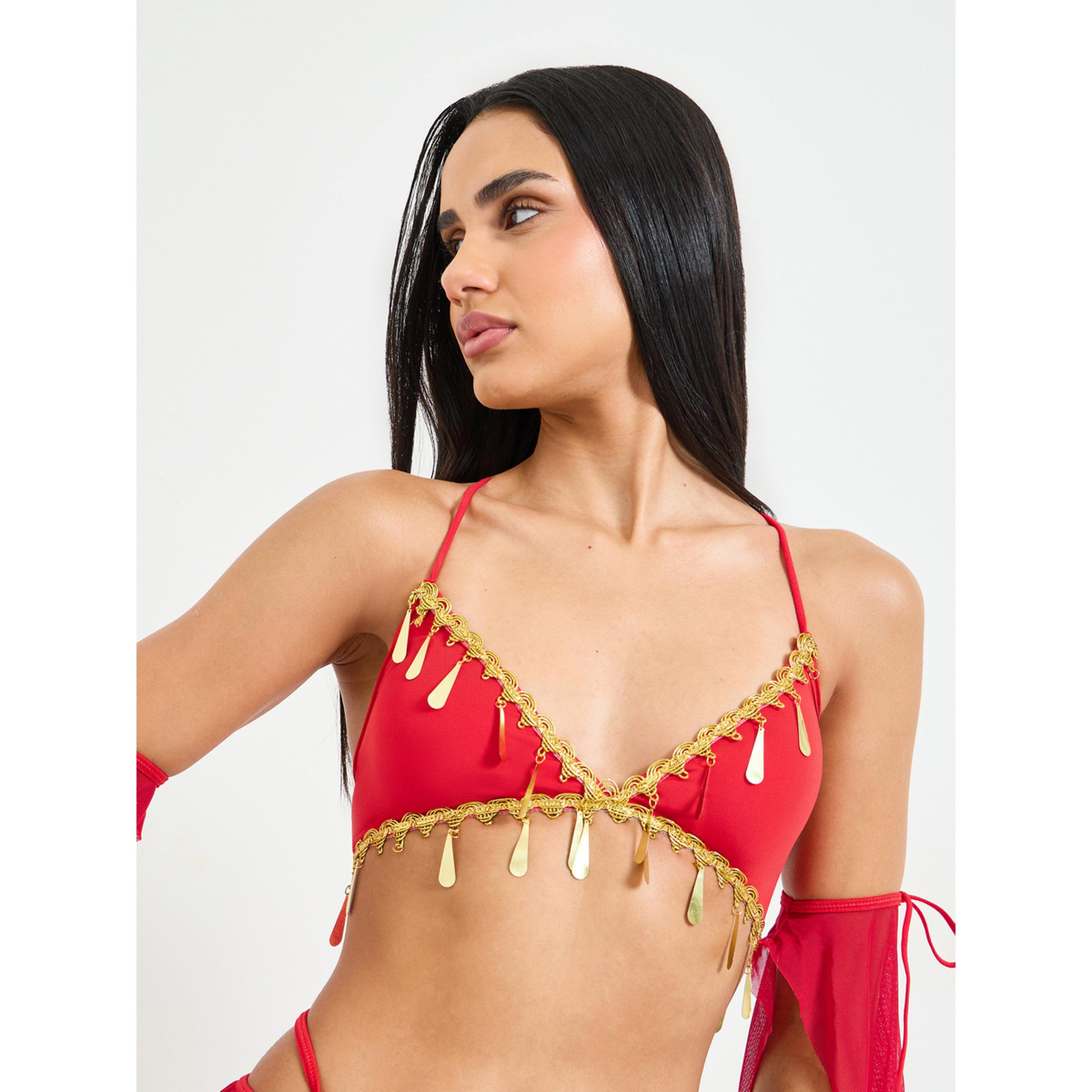 طقم لانجري باللون الأحمر مع تنورة مستوحاه من زي الرقص الشرقي-women-clothing-lingerie-lingeriesets-image-2