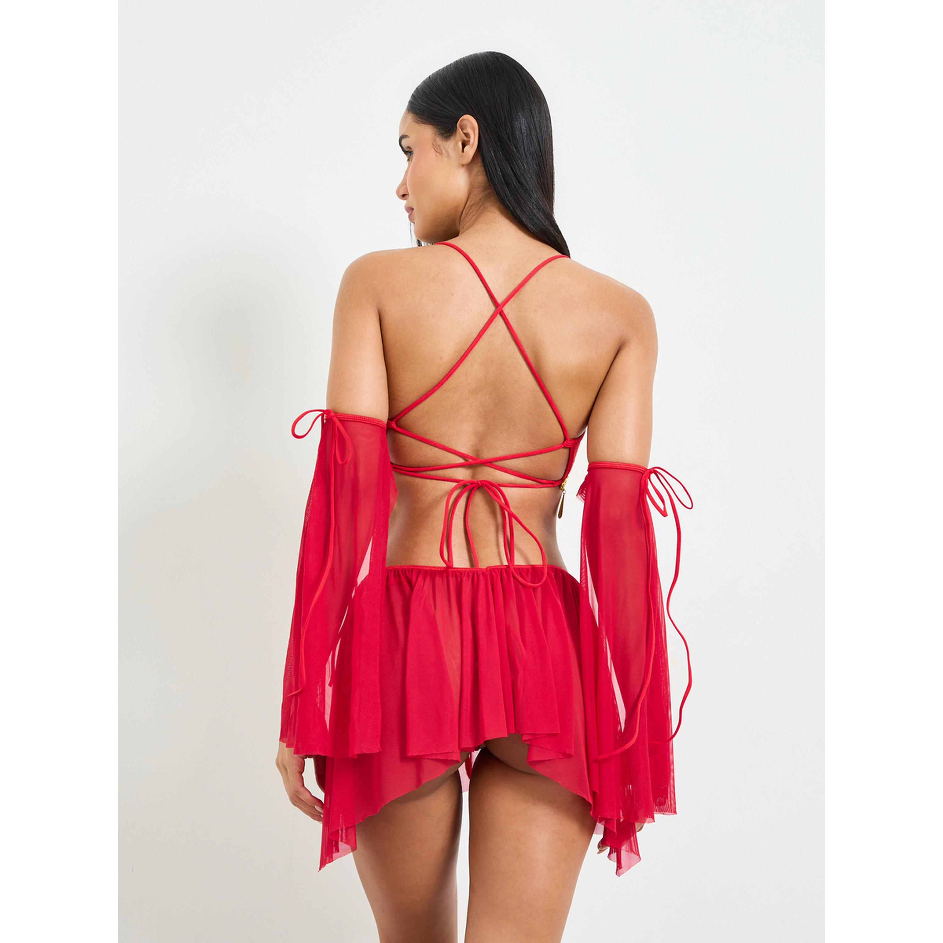 طقم لانجري باللون الأحمر مع تنورة مستوحاه من زي الرقص الشرقي-women-clothing-lingerie-lingeriesets-image-3