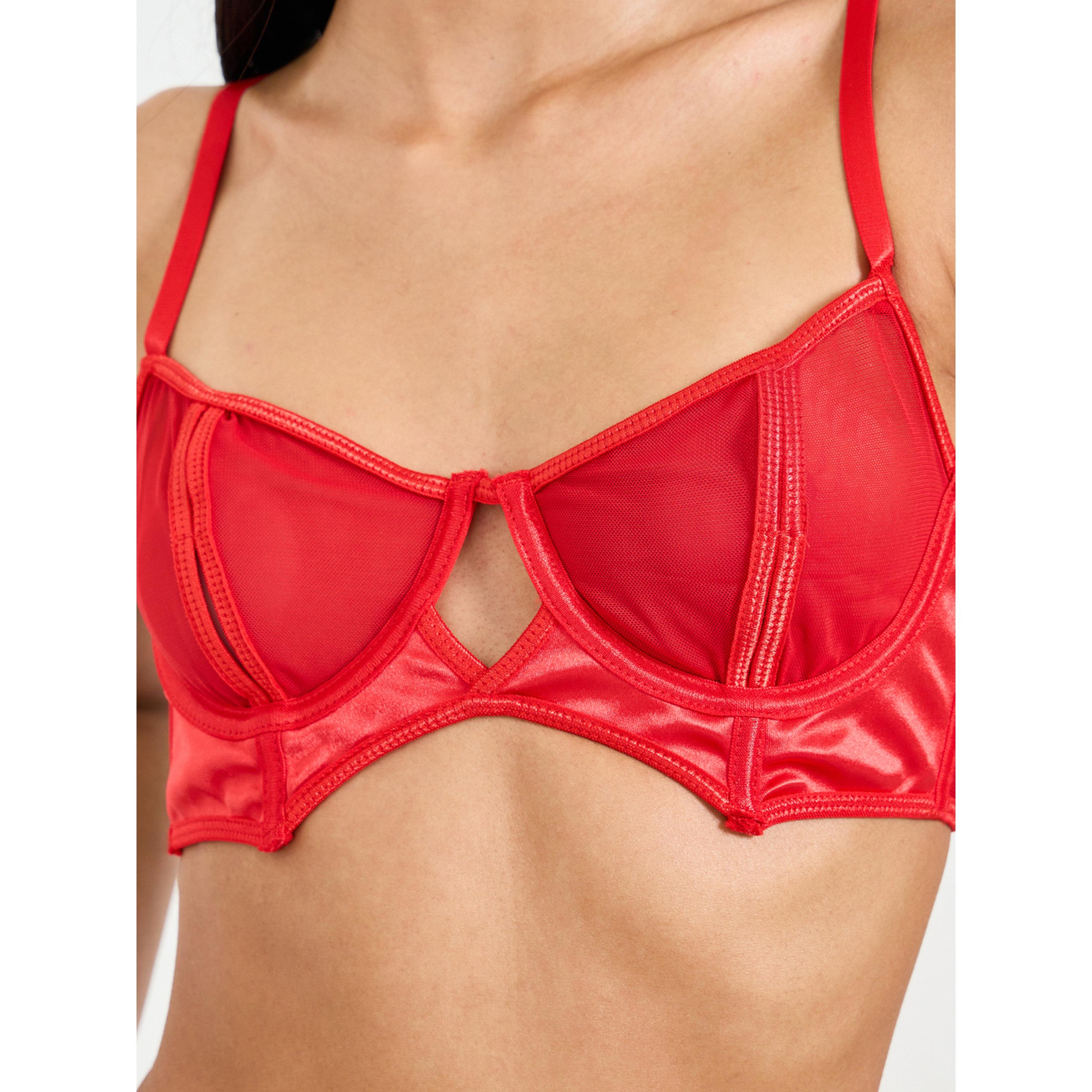 طقم لانجري ميدي مع بلوزة بقصة عادية باللون الأحمر-women-clothing-lingerie-lingeriesets-image-8