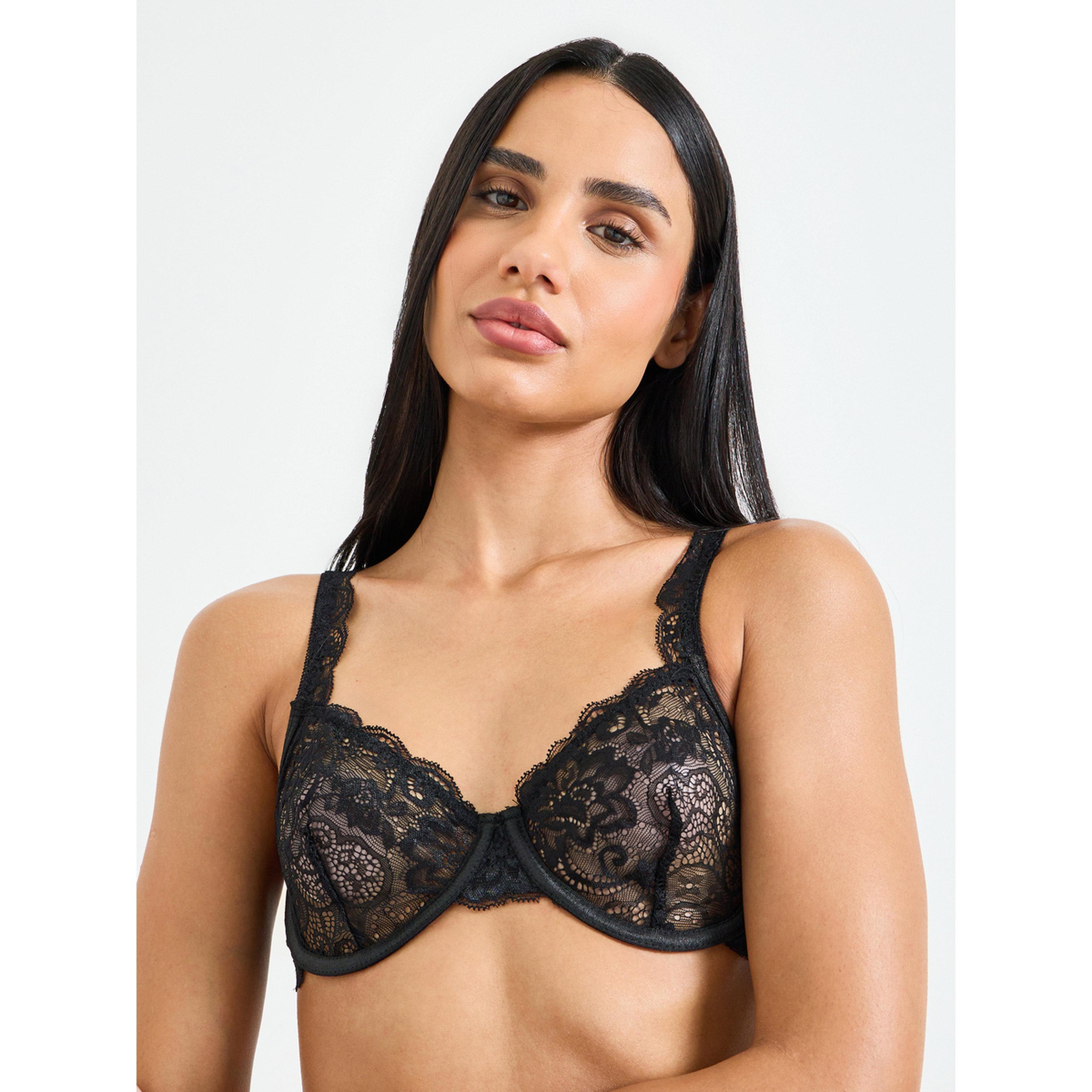 طقم لانجري دانتيل مع حمالة صدر وسروال داخلي بنمط ثونغ ميدي باللون الأسود-women-clothing-lingerie-lingeriesets-image-2