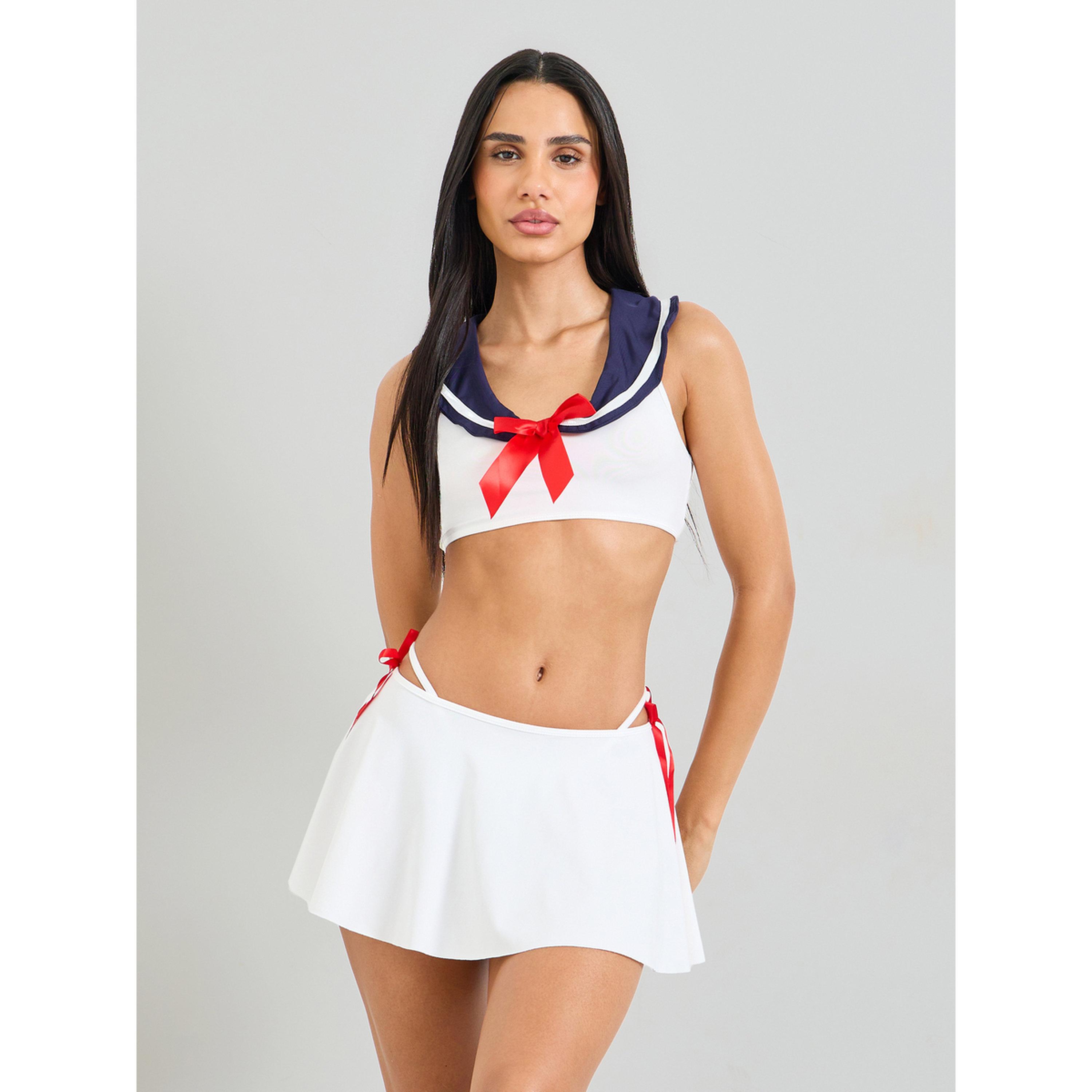 طقم لانجري بتصميم البحار مع تنورة باللون الأبيض-women-clothing-lingerie-lingeriesets-image-1
