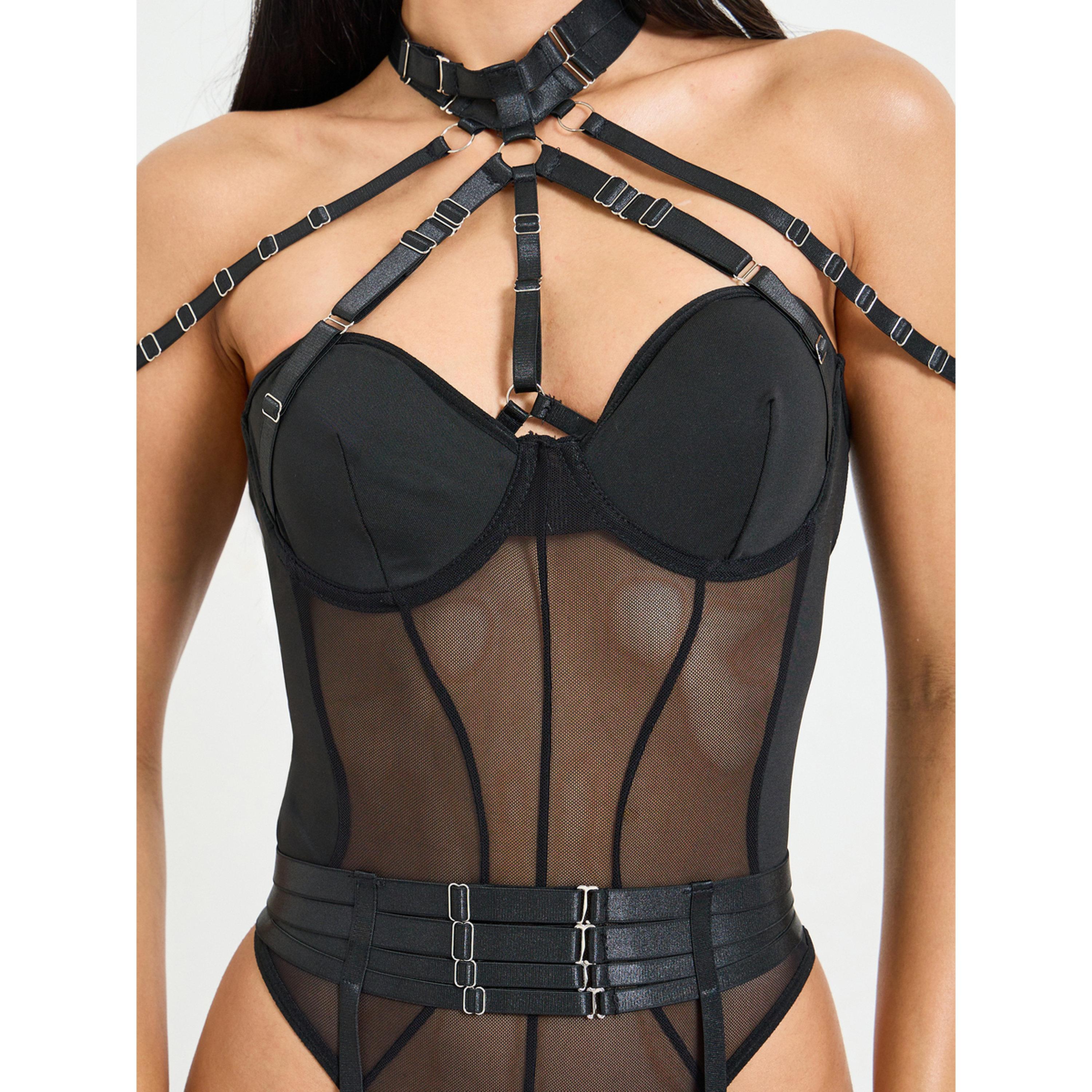 Take Two Black Mesh Strap Teddy Lingerie Bodysuit-women-clothing-lingerie-babydollsandbodysuits-image-5