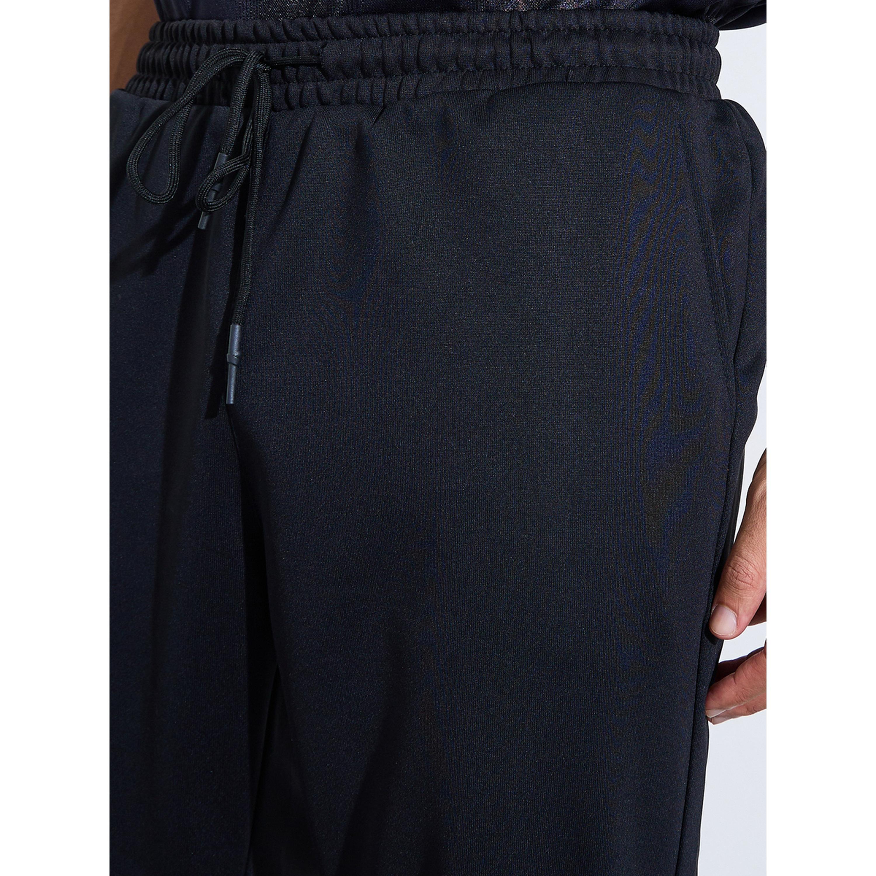 Take Two Men Black Solid Drawstring Knit Pants with Button Hem-men-clothing-joggers-image-3