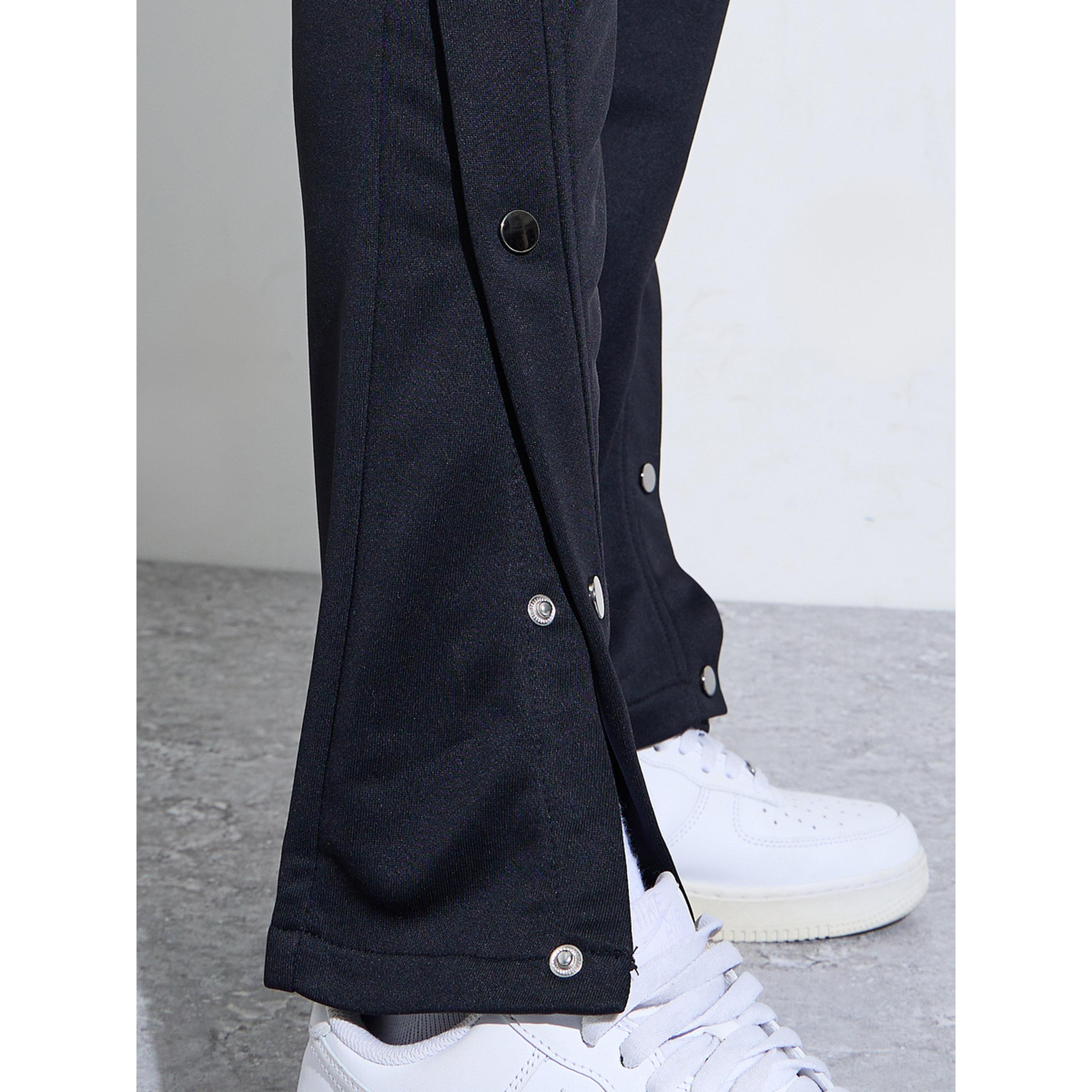 تيك تو - بنطال رجالي أسود سادة قماش محبوك برباط وحافة بأزرار-men-clothing-joggers-image-5
