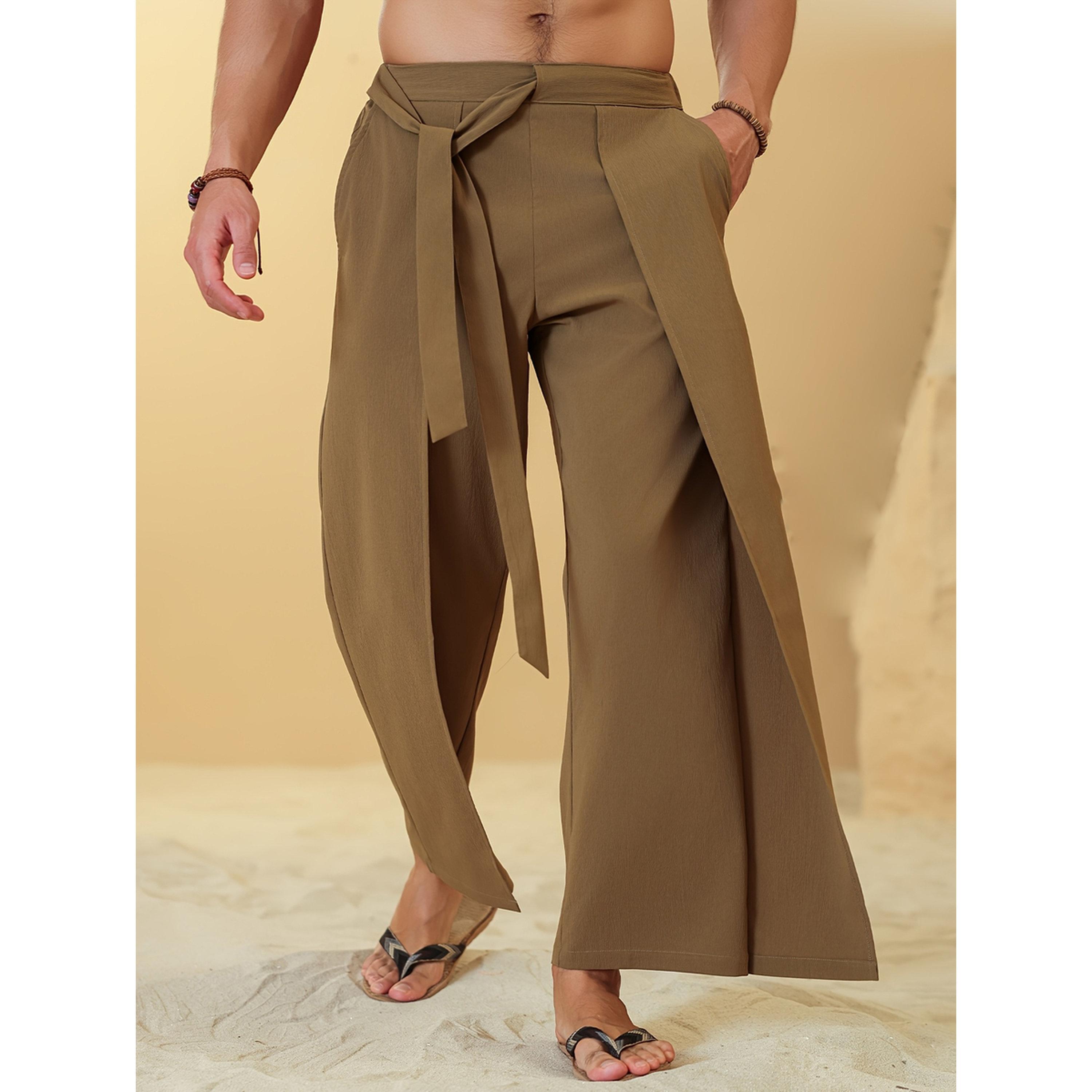 بنطال شاطئي رجالي كاكي بقصة مريحة-men-clothing-joggers-image-1