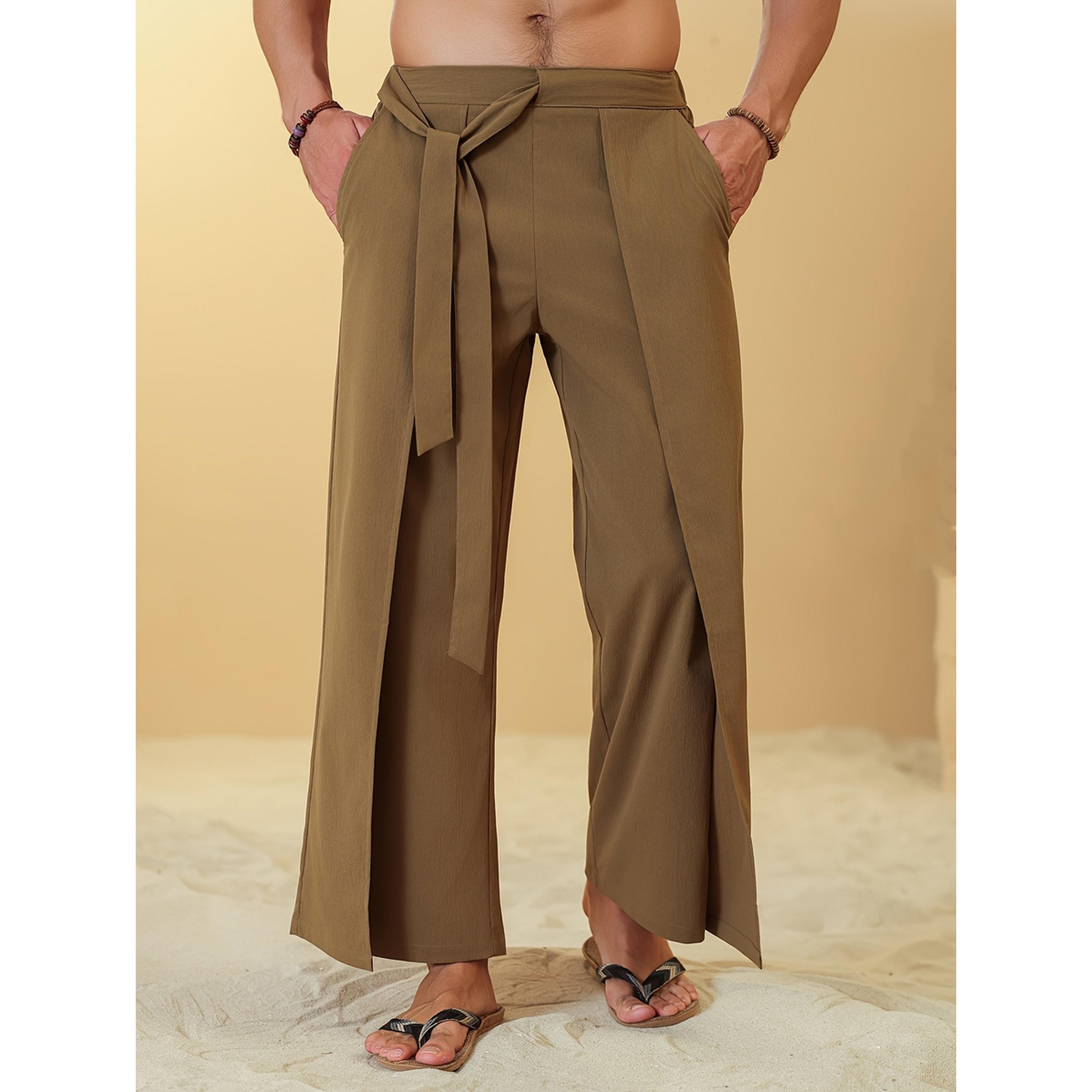 بنطال شاطئي رجالي كاكي بقصة مريحة-men-clothing-joggers-image-2