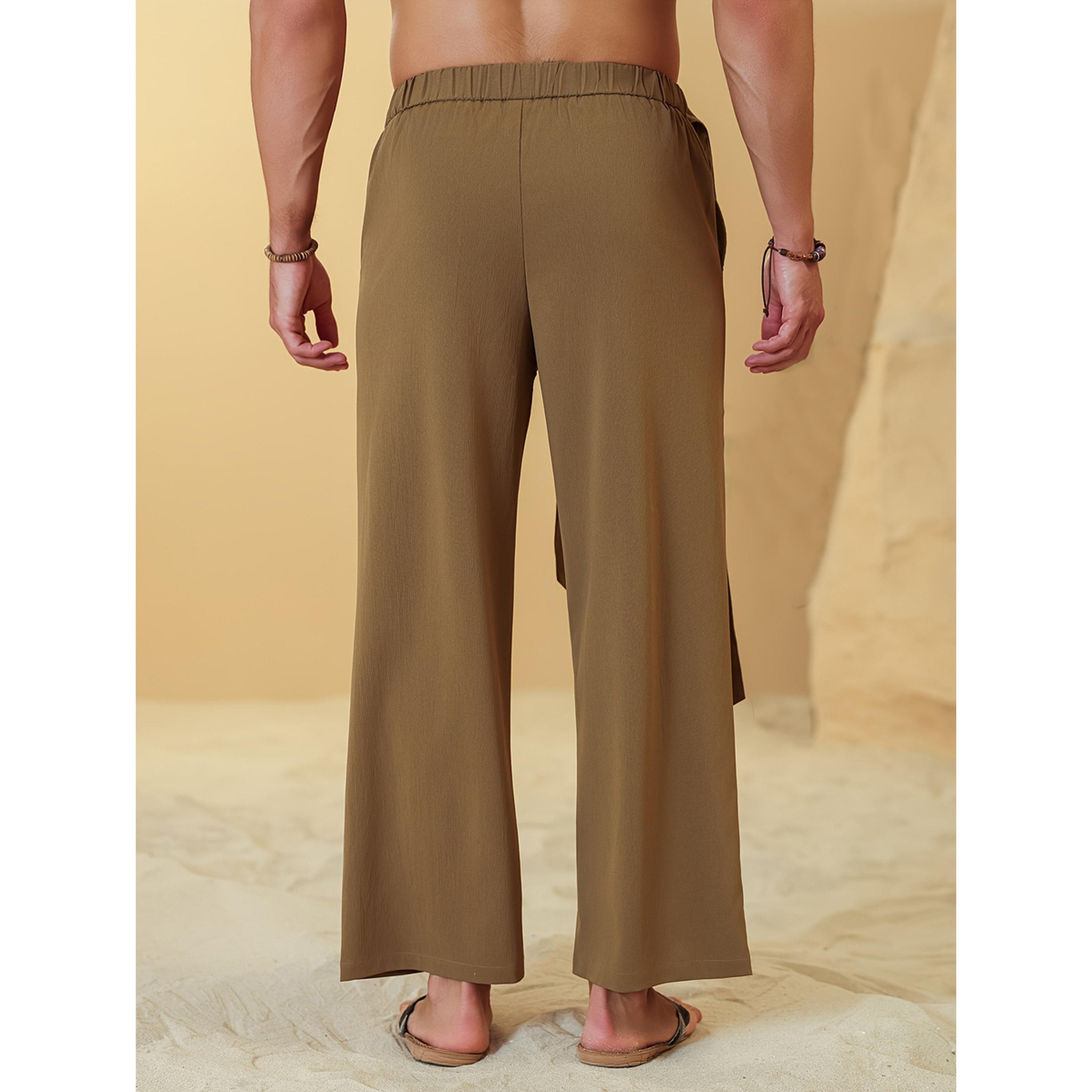 بنطال شاطئي رجالي كاكي بقصة مريحة-men-clothing-joggers-image-4