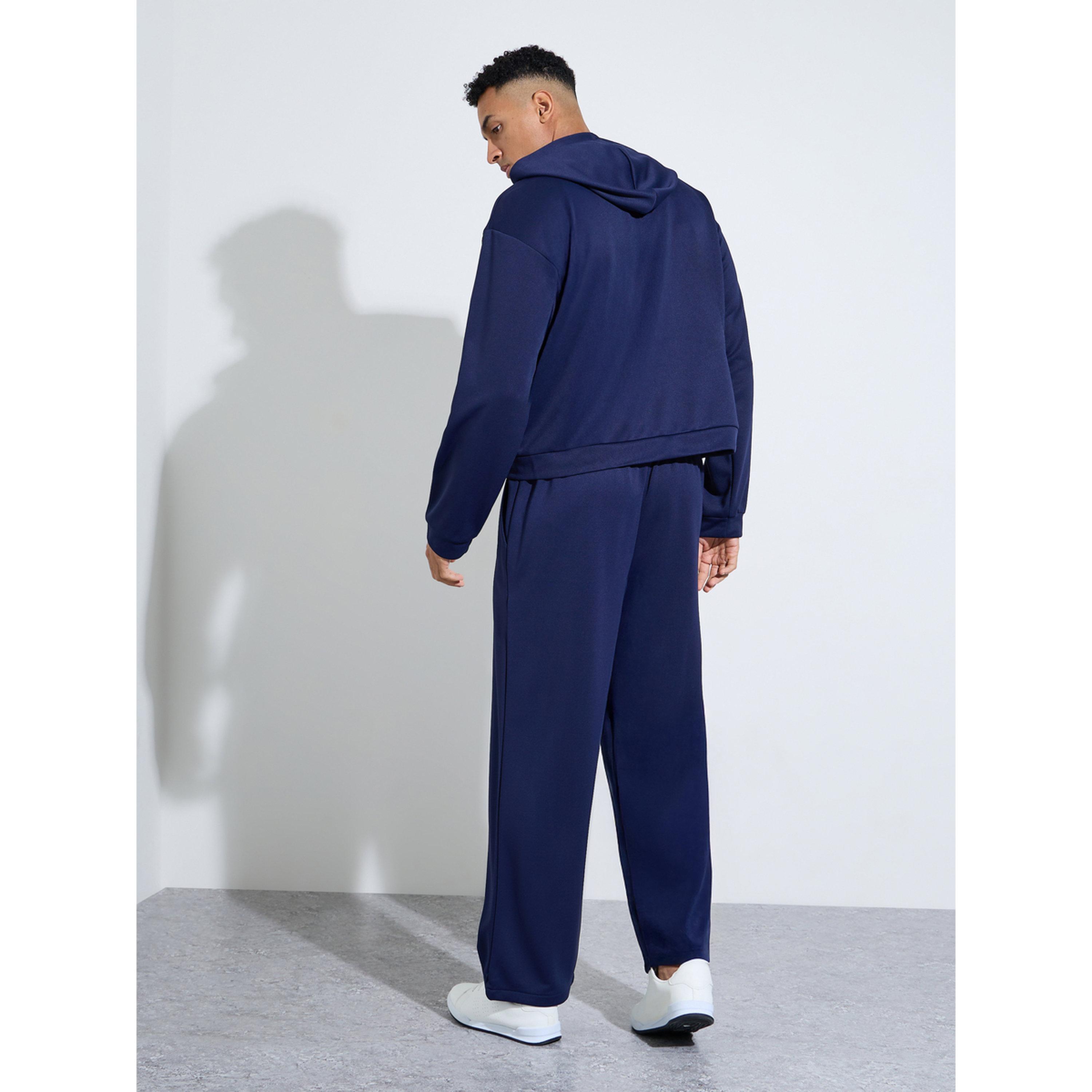 Take Two Men Navy Blue Plain Long Sleeve Hoodie and Joggers Co-Ords-men-clothing-coordsets-image-4