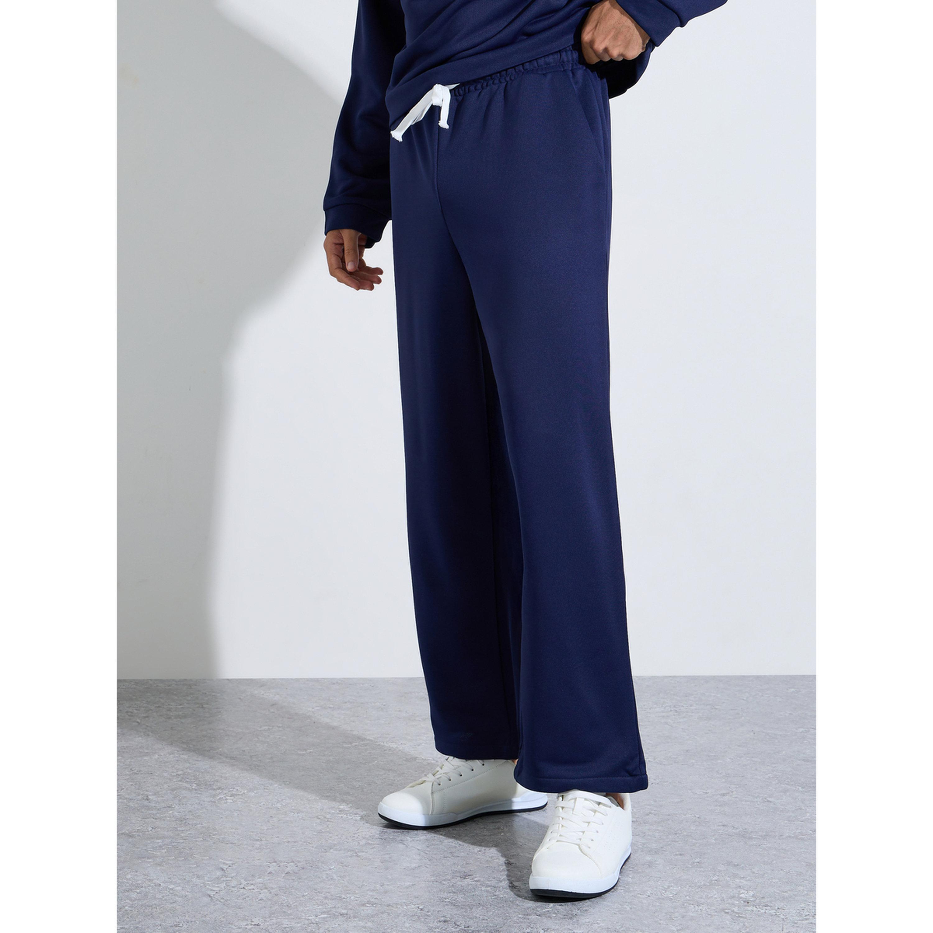 Take Two Men Navy Blue Plain Long Sleeve Hoodie and Joggers Co-Ords-men-clothing-coordsets-image-5